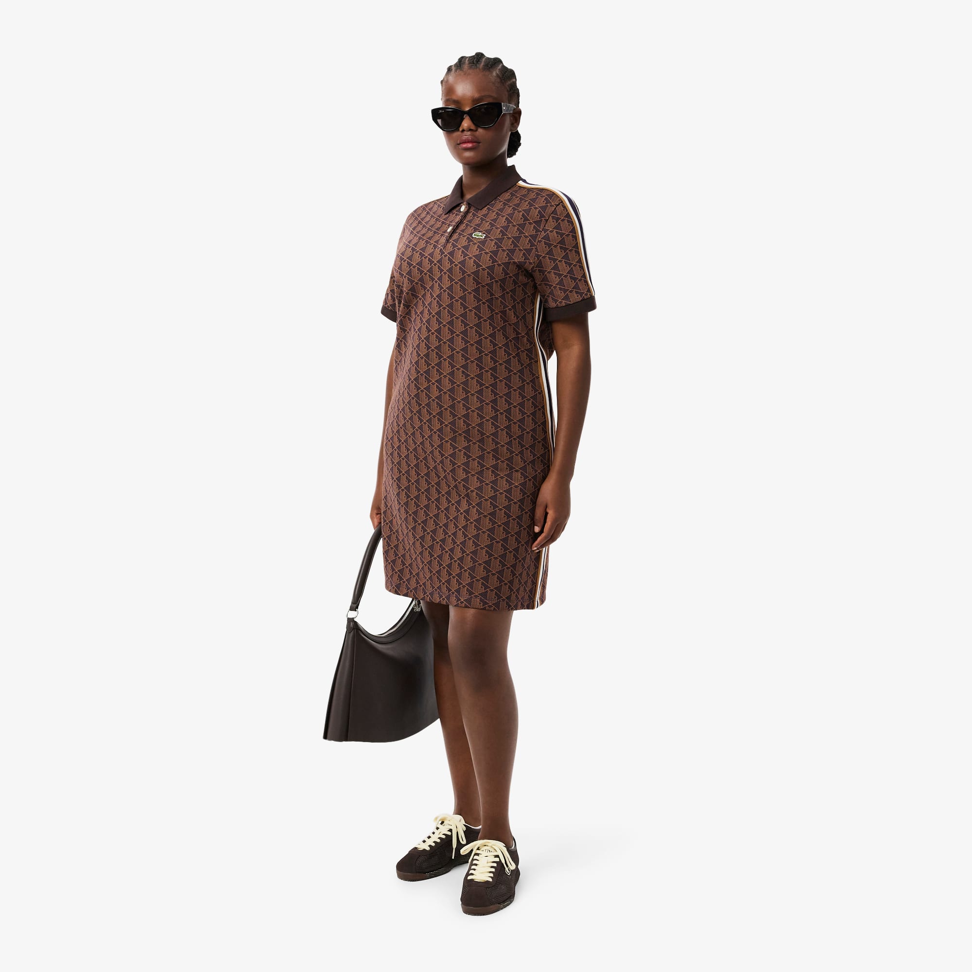 Women's Slim Fit Monogram Polo Dress - Purple / Brown