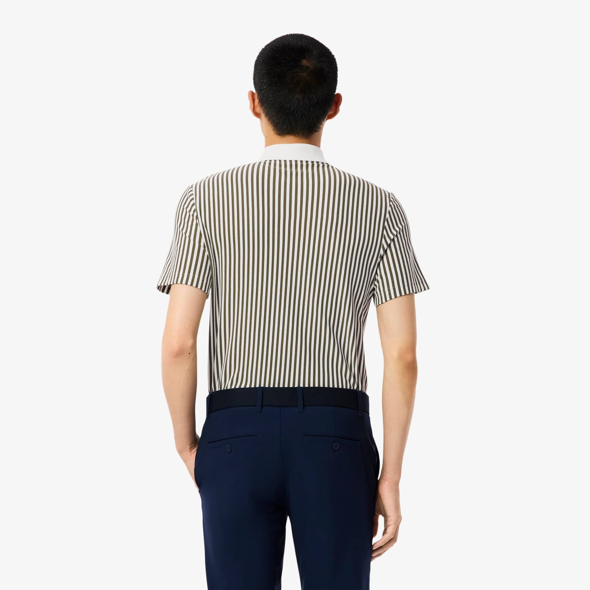 Men's Thermo-Regulating Striped Golf Polo - Green / White