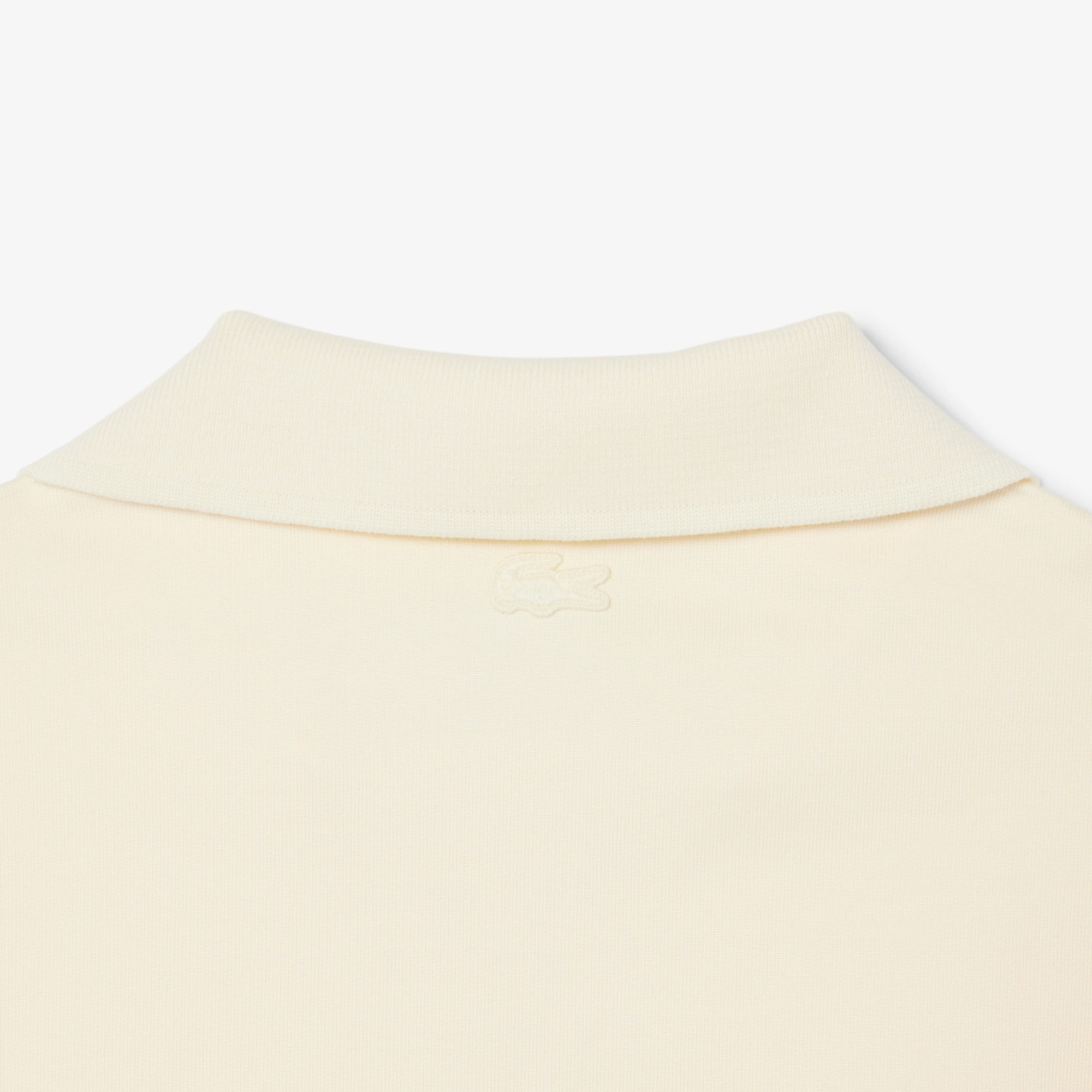 Loose Fit Badge Accent Fleece Polo - Lemon Beige