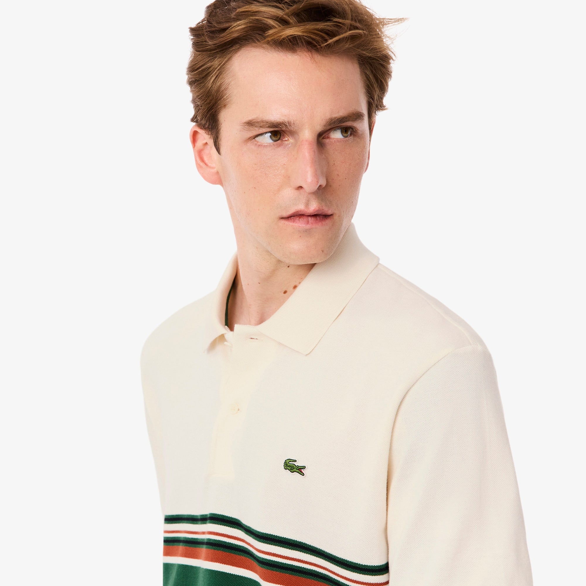 Men's Made In France Classic Fit Striped Polo - Cream