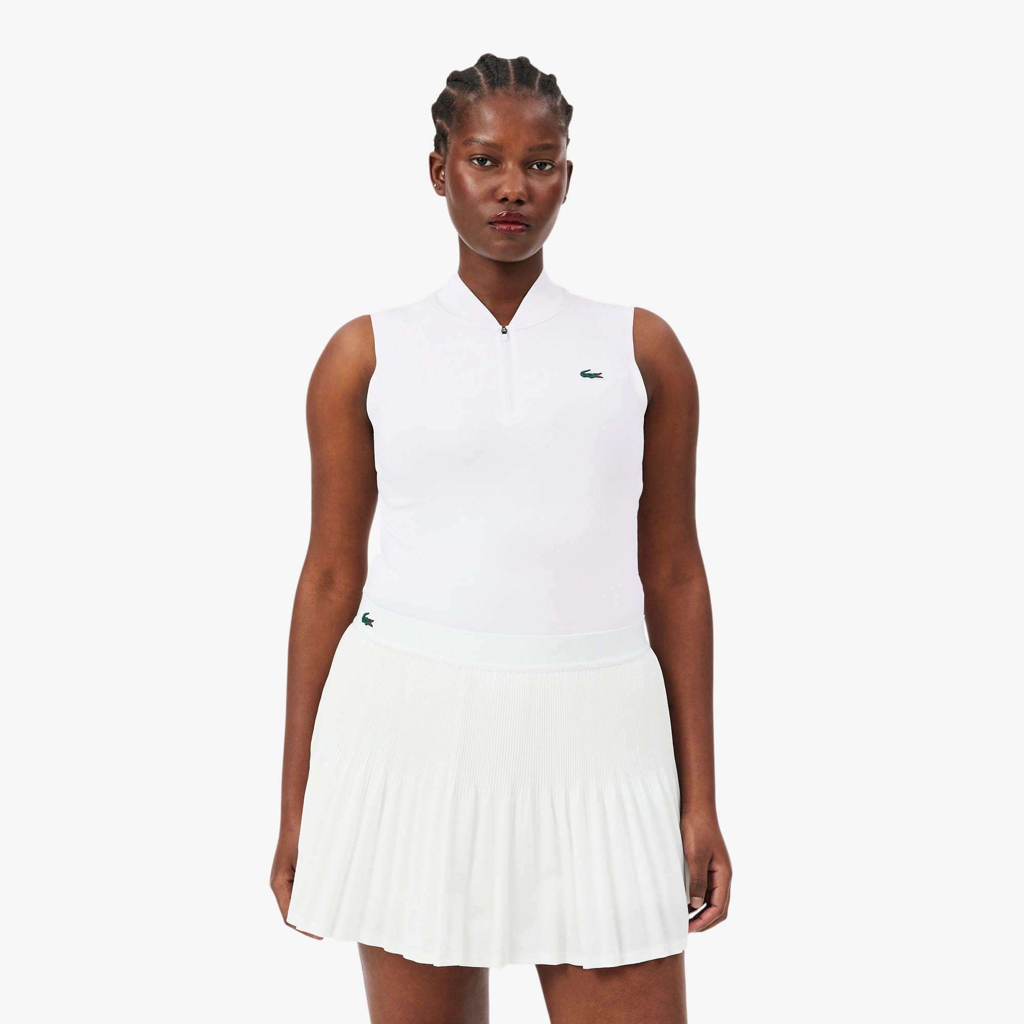 Sleeveless Ultra Dry Stretch Tennis Polo - White