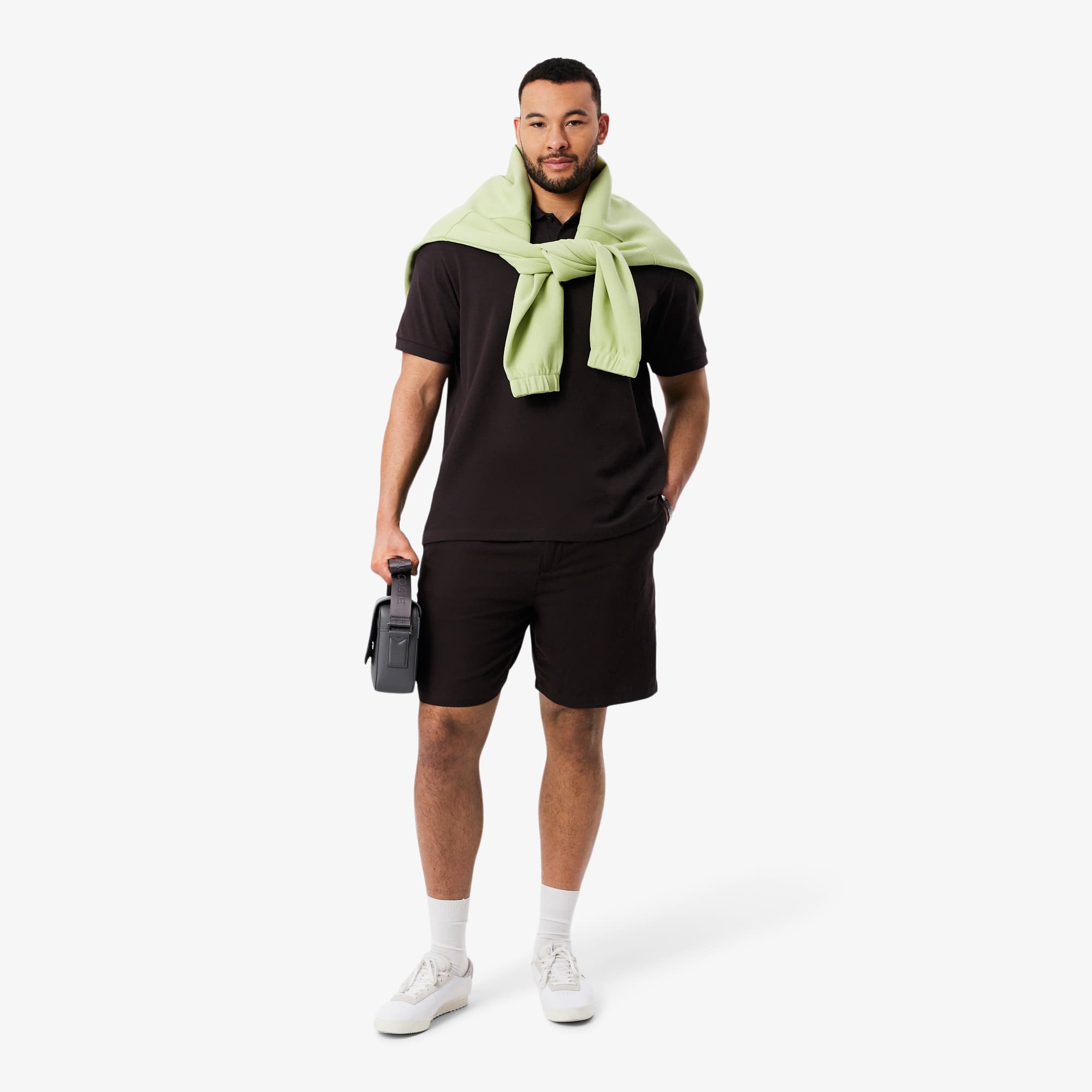 Classic Fit Badge Accent Piqué Polo - Brown