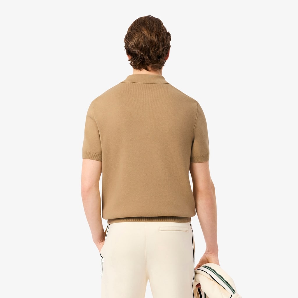 Men's Made In France Striped Polo Collar Sweater - Beige / White / Navy Blue / Yellow
