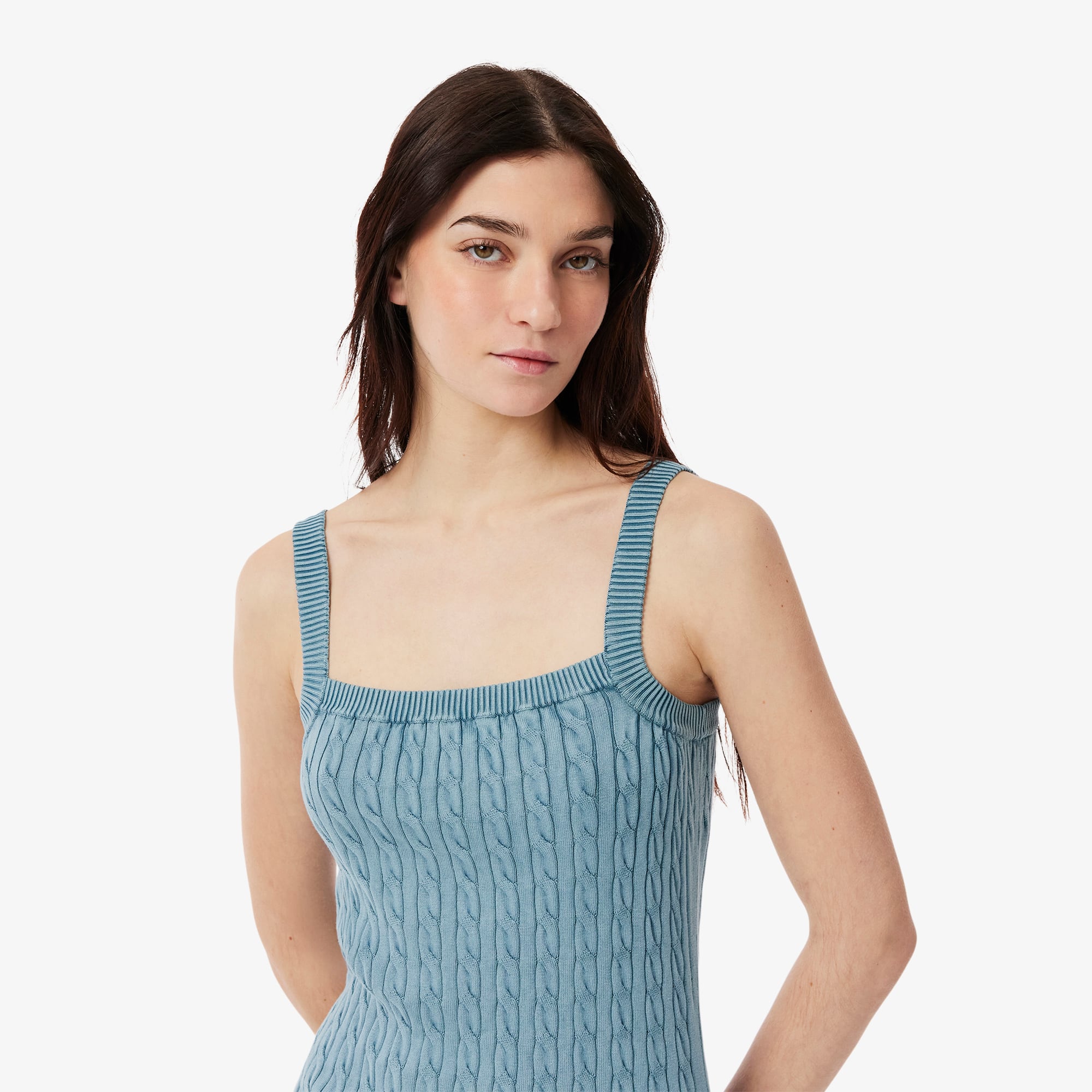 Women's Wash Effect Cable Knit Dress - Blue