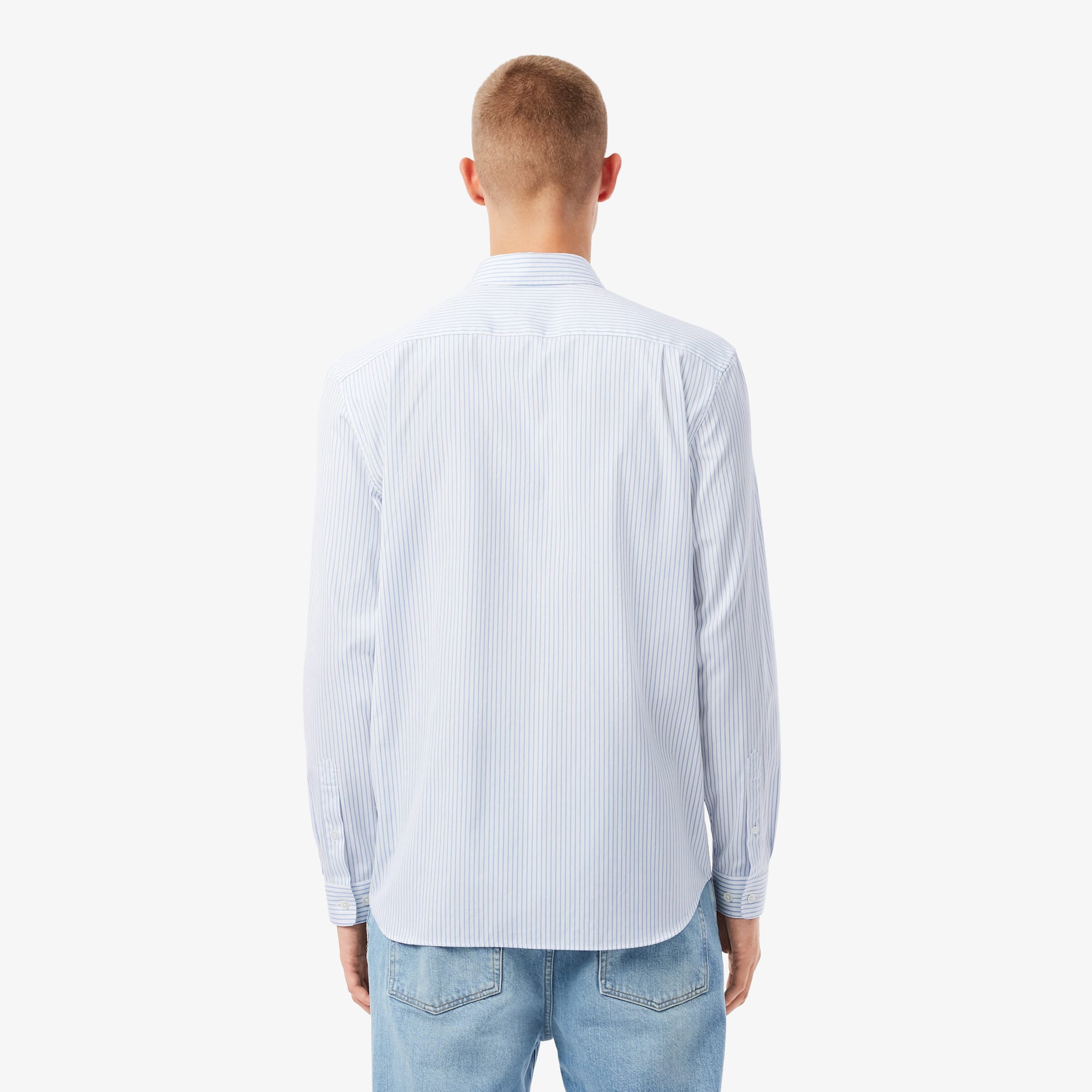 Men's Regular Fit Striped Pinpoint Shirt - White / Blue
