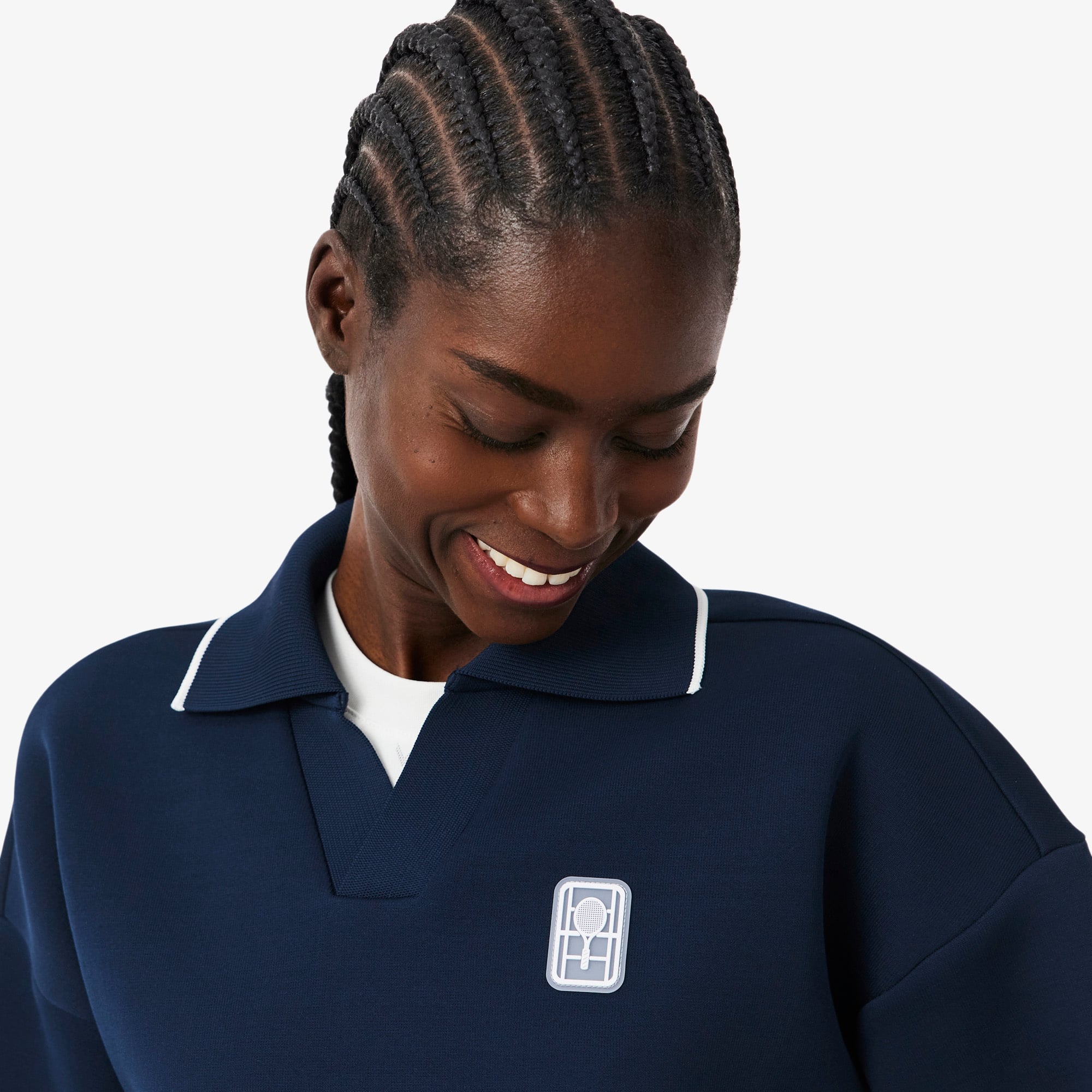 Tennis Heritage Polo Collar Sweatshirt - Navy Blue