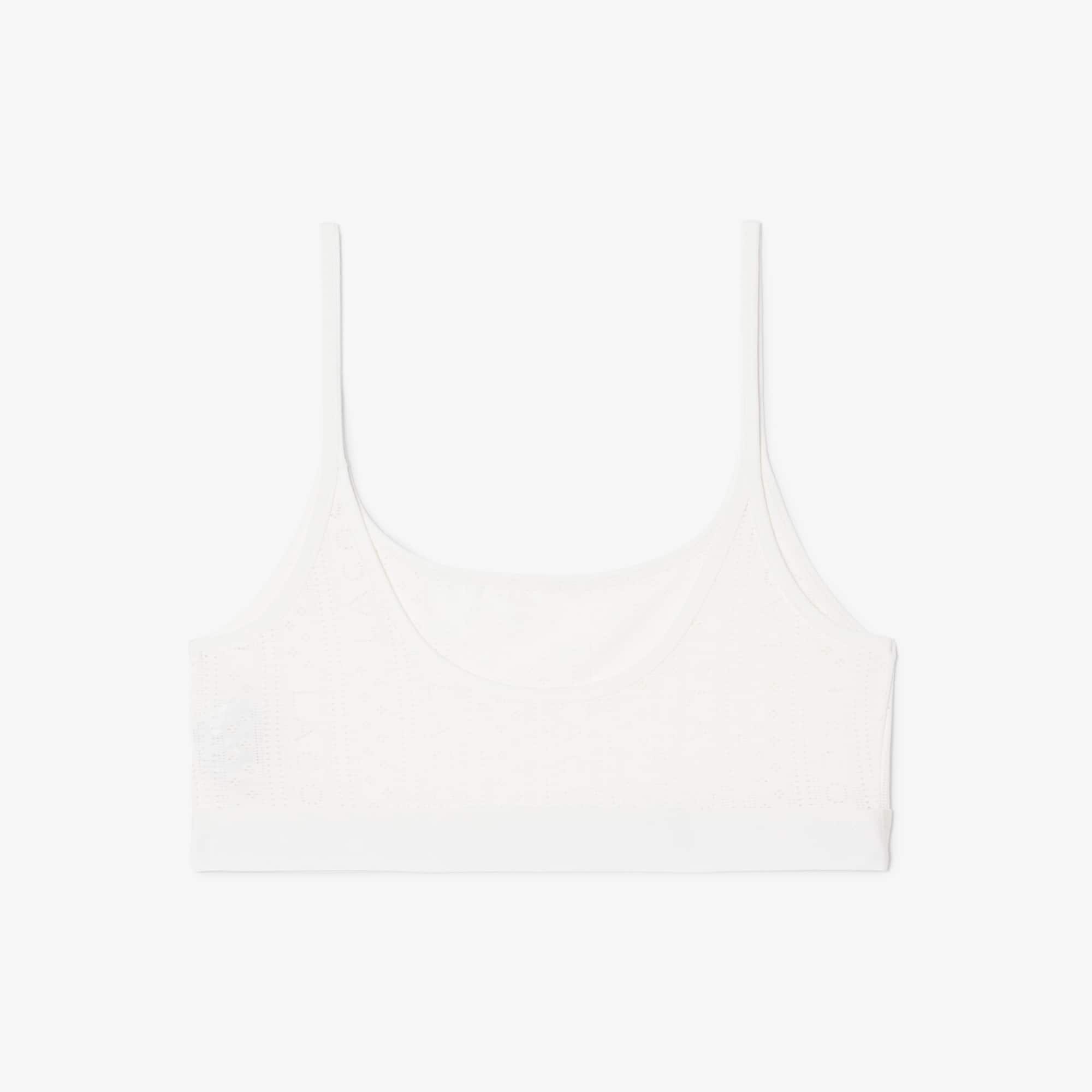 Logo Pointelle Bralette - White