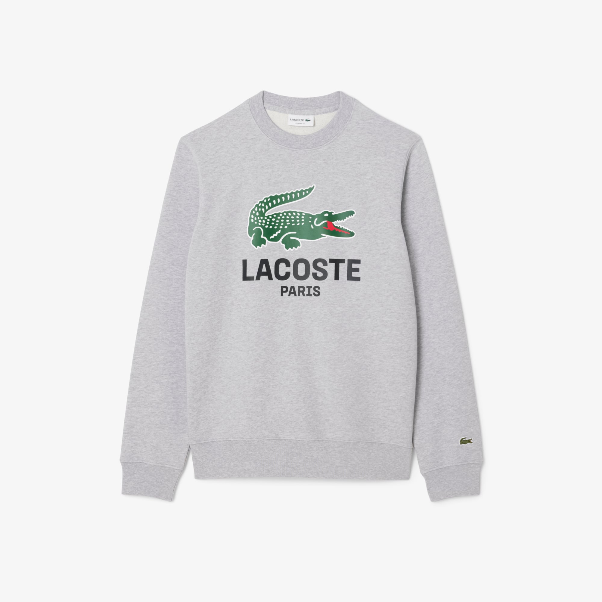 Men's Classic Fit Printed Crew Neck Sweatshirt - Grey Chine