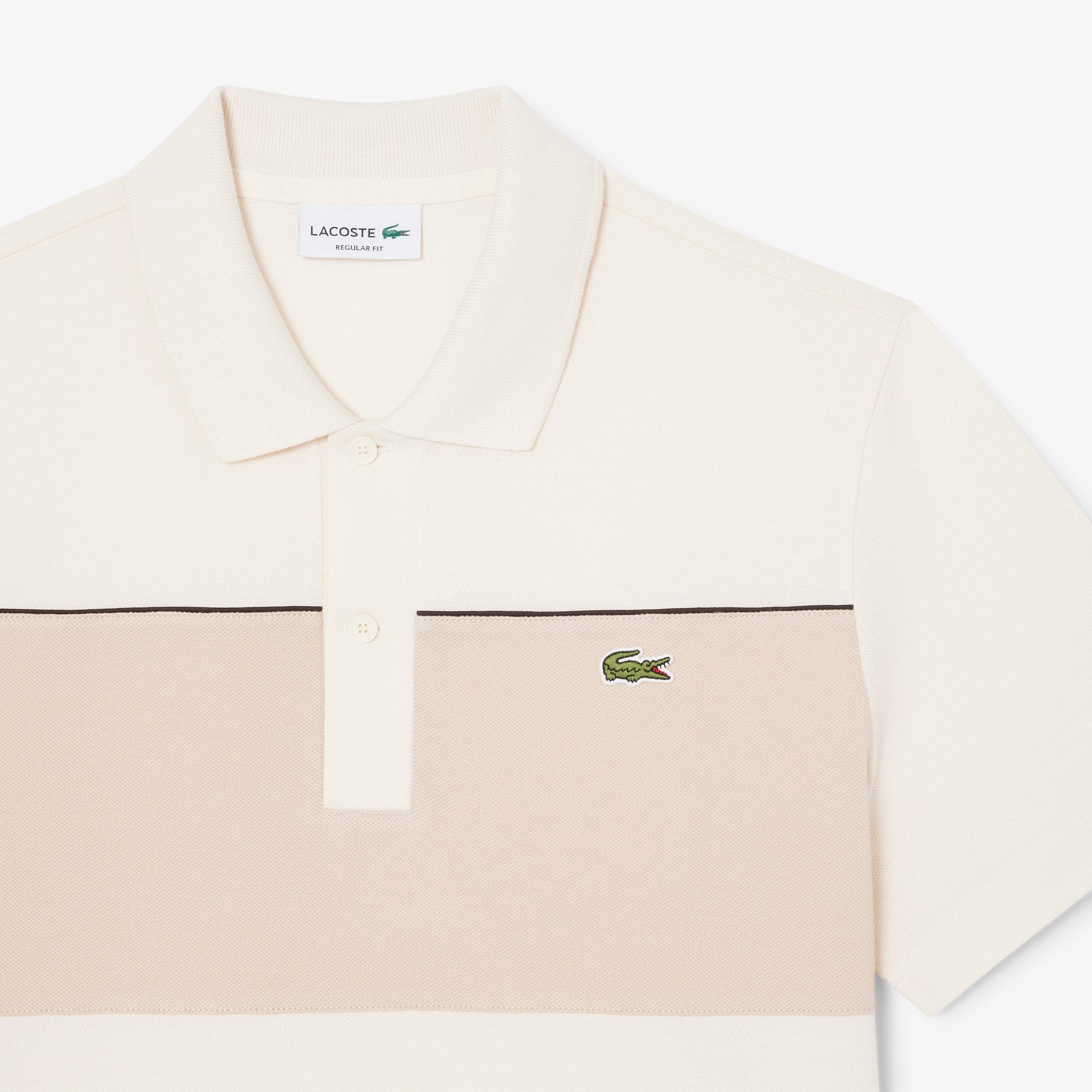 Regular Fit Colorblock Piqué Polo - Beige