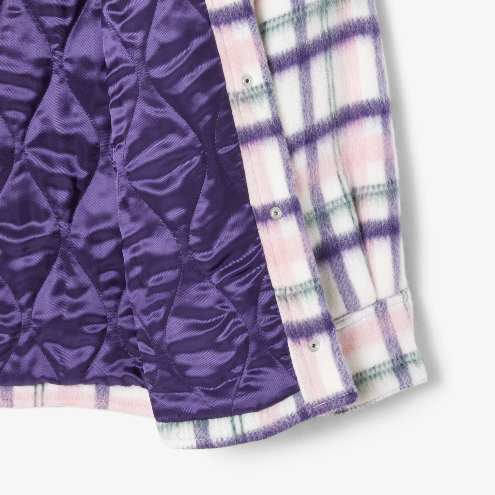 Women's Oversized Quilted Wool Overshirt - White / Purple / Light Pink / Green