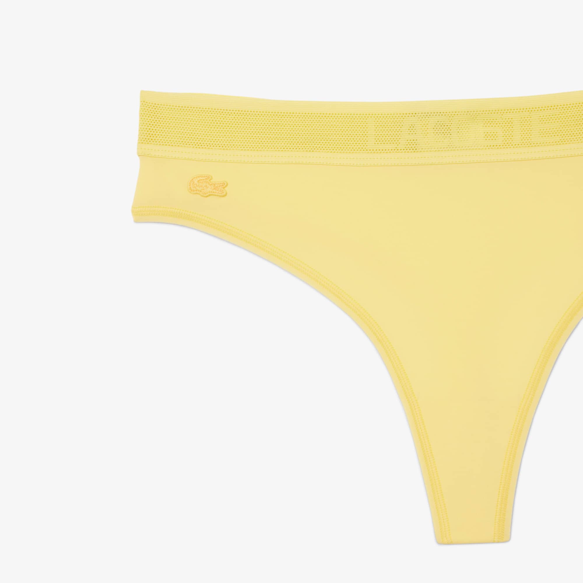 Logo Waist Microfiber String Briefs - Pastel yellow