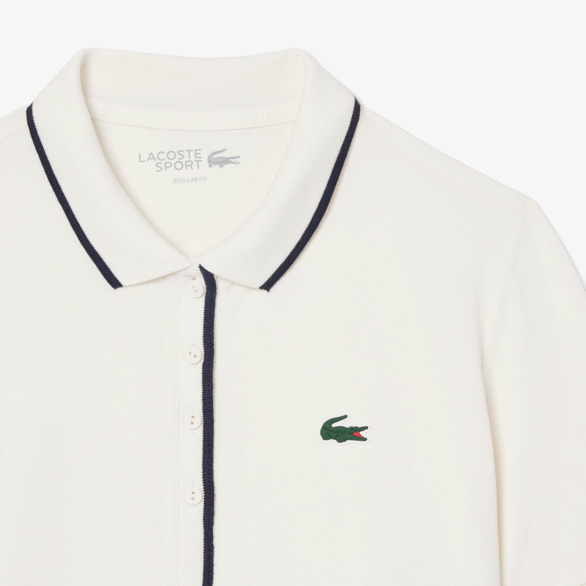 Women's Regular Fit Tennis Thermo-Regulating Polo - White / Navy Blue