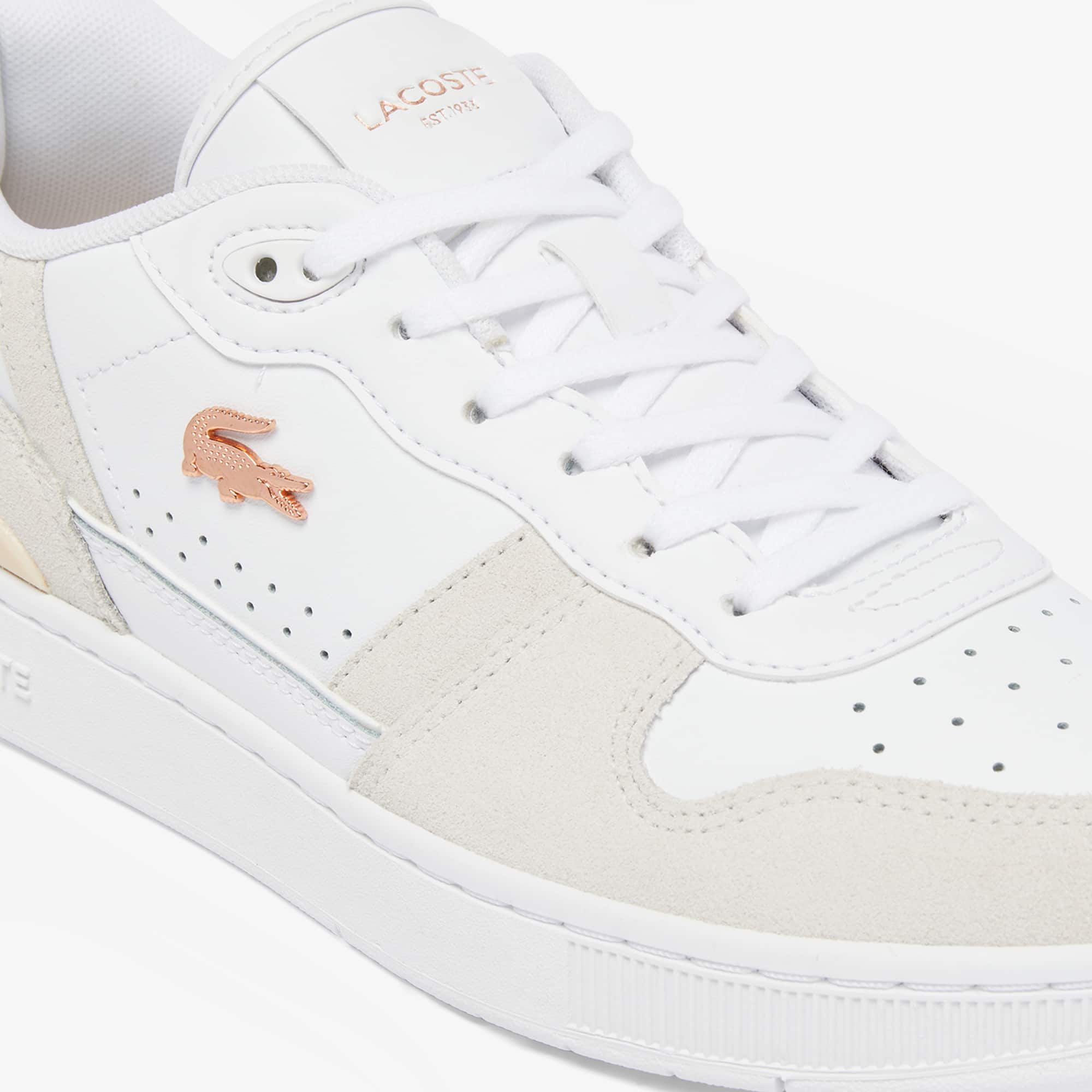 Women's T-Clip Set Leather Sneakers - WHT/LT PINK