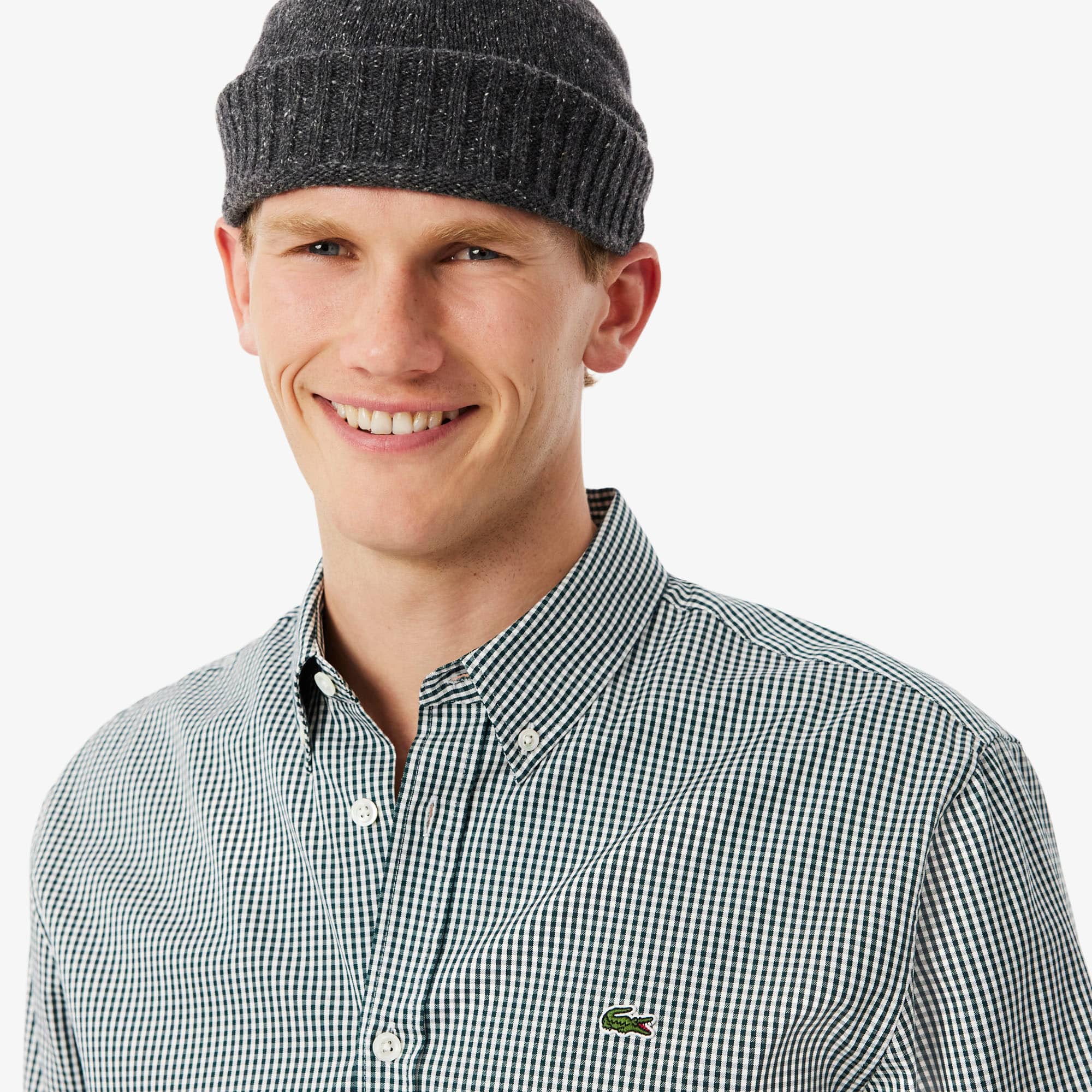 Men's Regular Fit Checked Cotton Shirt - White / Green