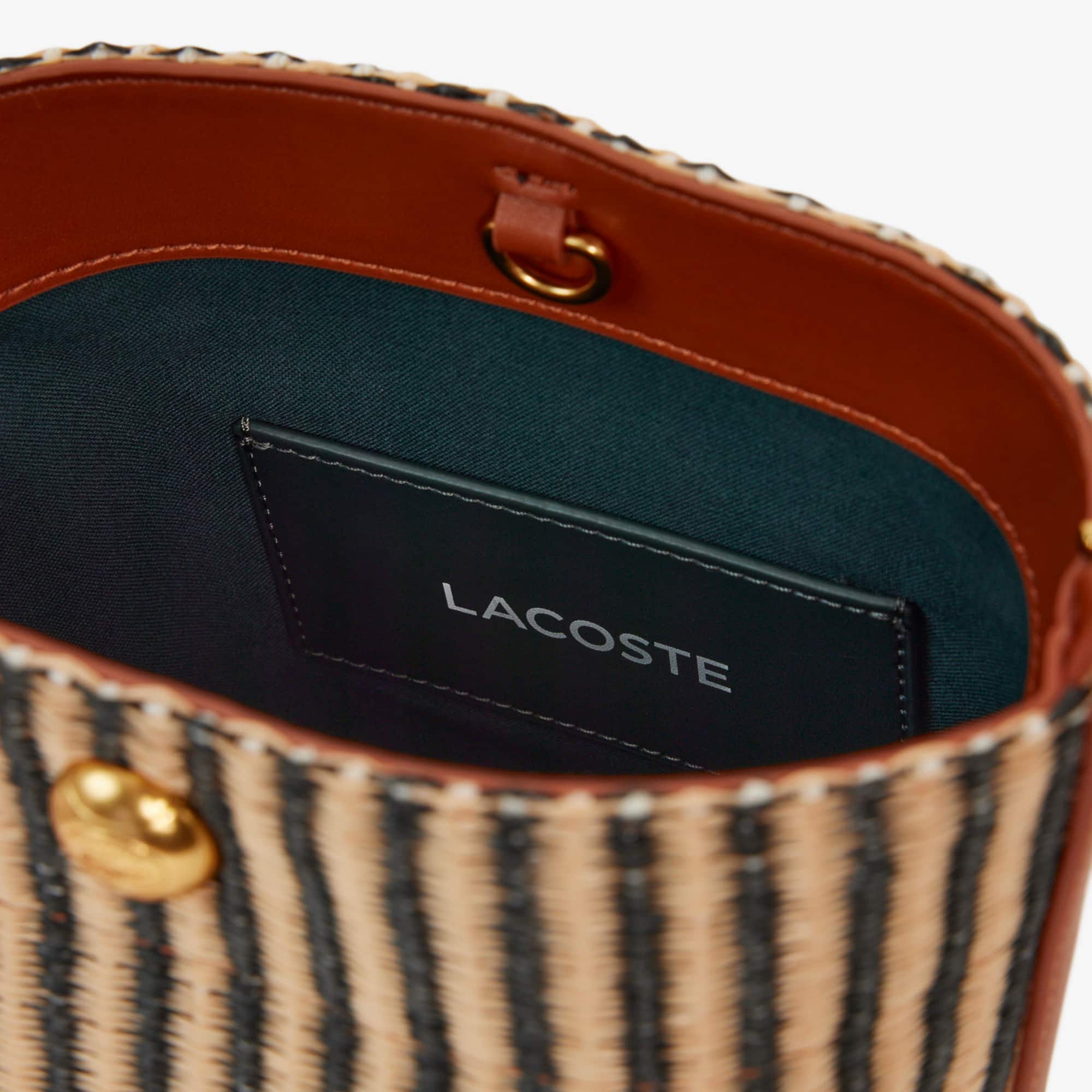 Small Summer Pack Raffia Bucket Bag - NATURAL NOIR TAN