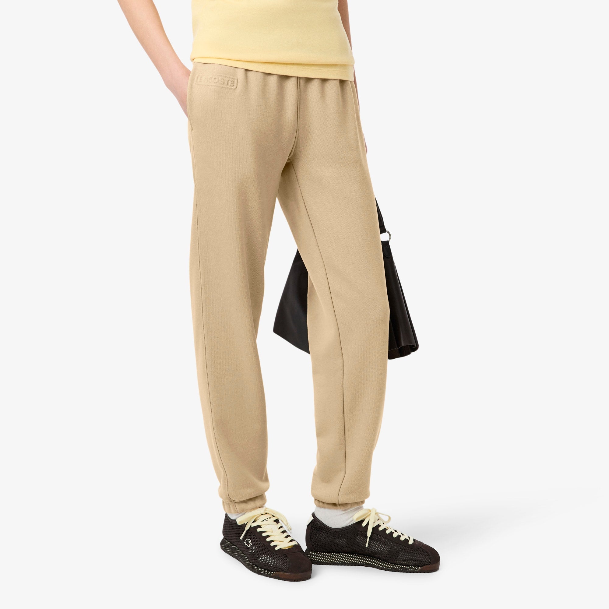 Women's Embossed Logo Fleece Pants - Beige