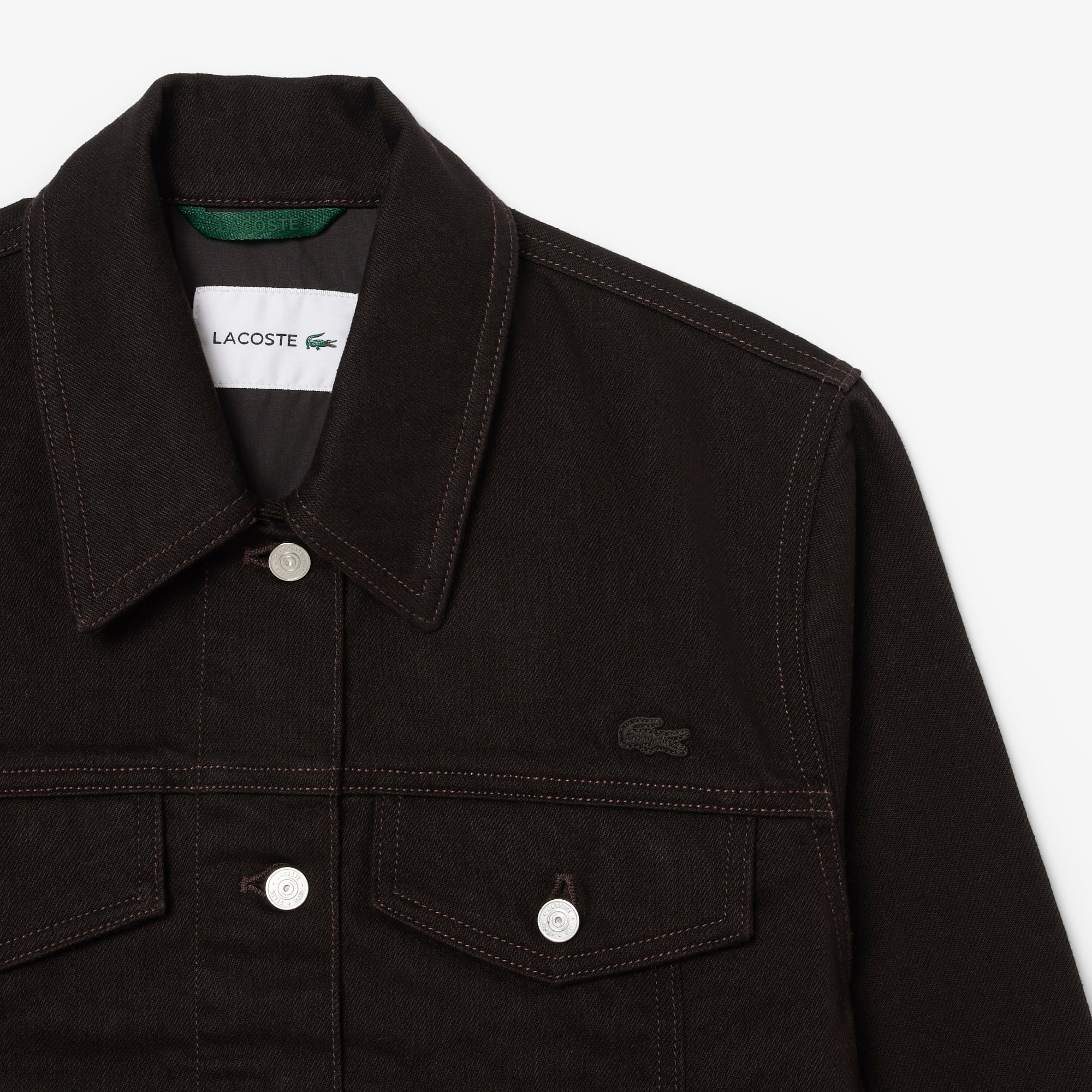 Slim Fit Buttoned Denim Jacket - Brown