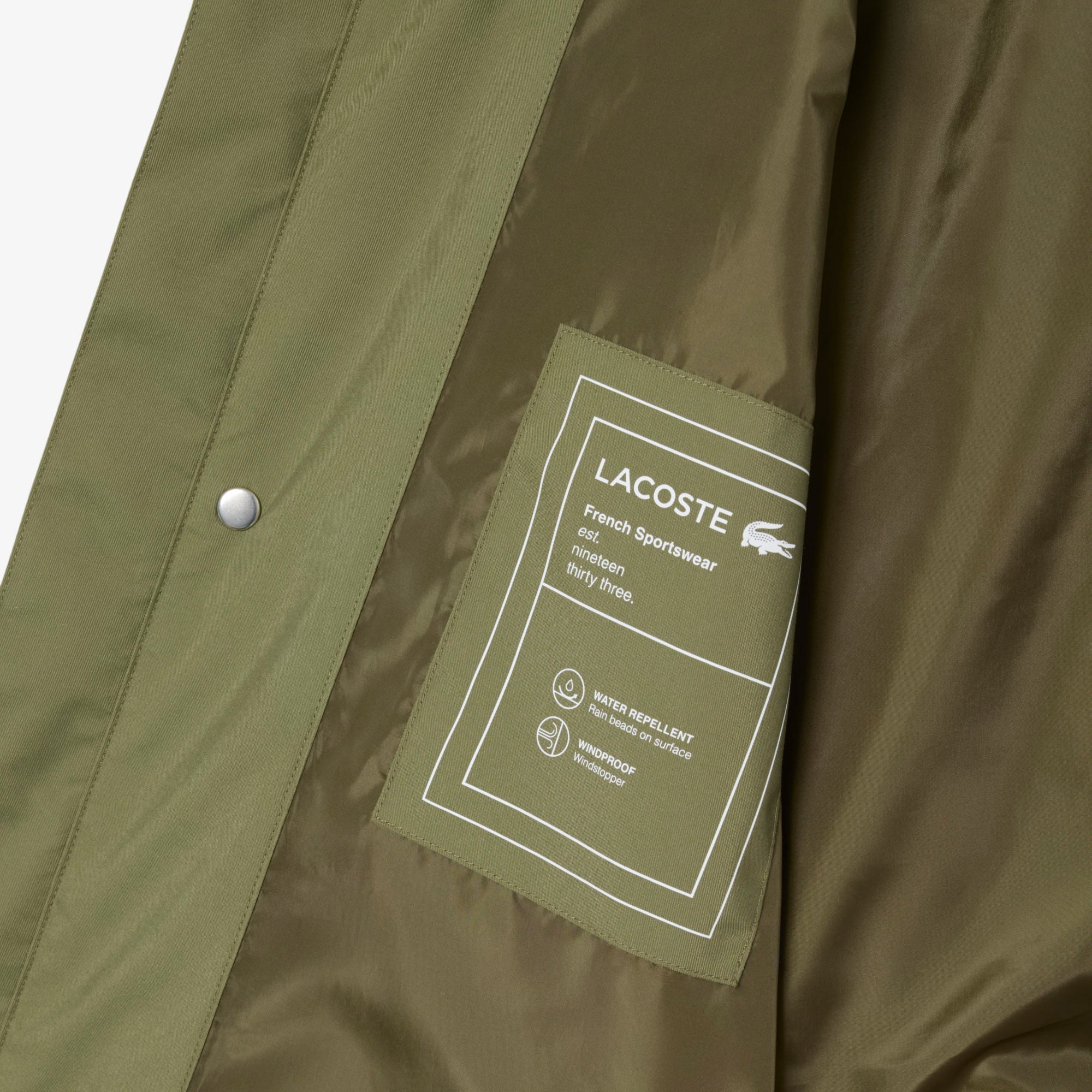 Mid-Length Water-Repellent Windbreaker Jacket - Khaki Green