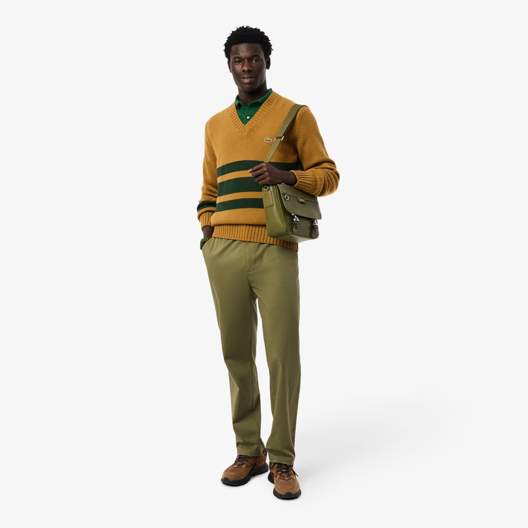 Men's Regular Fit Cotton Chino Pants - Khaki Green