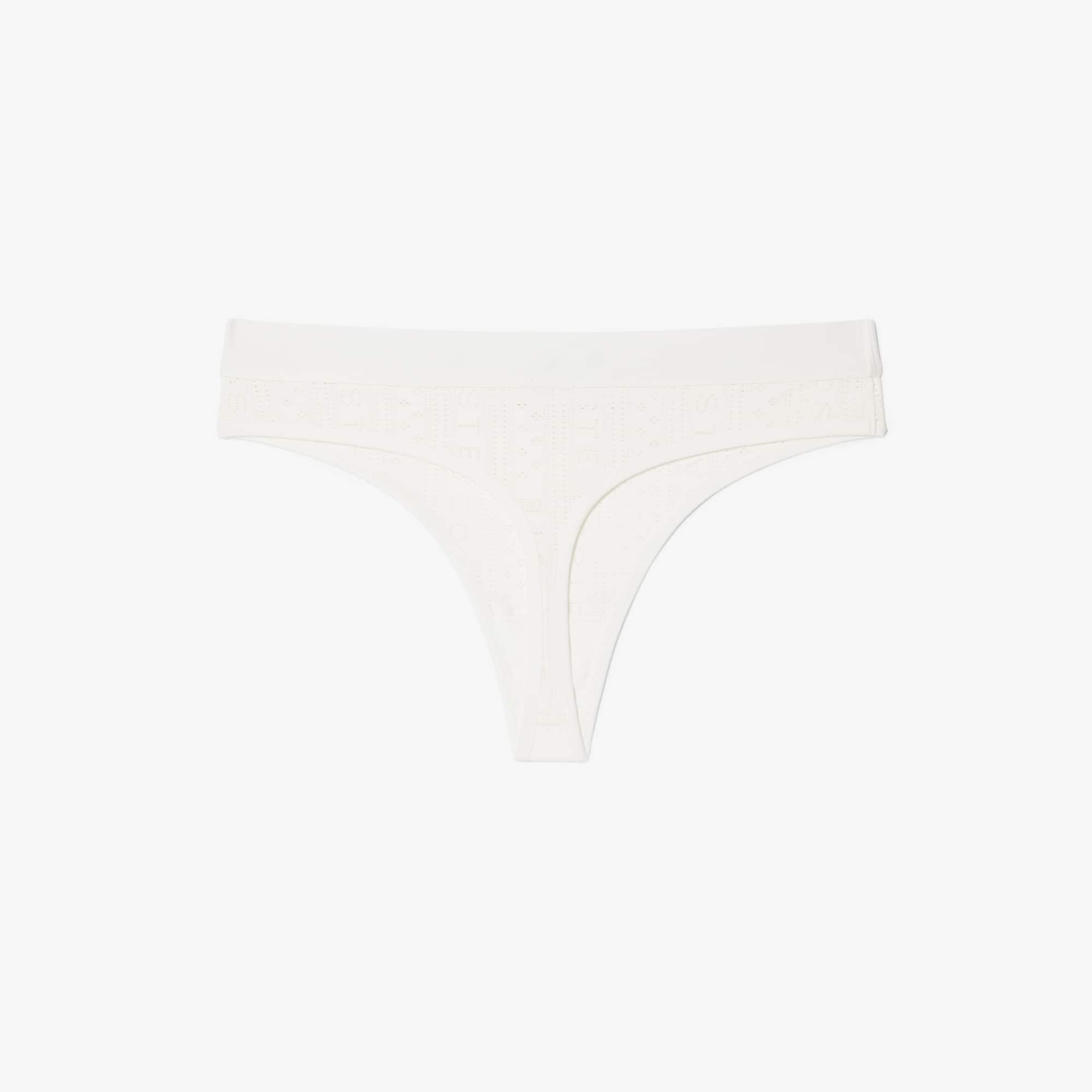 Stretch Pointelle String Briefs - White