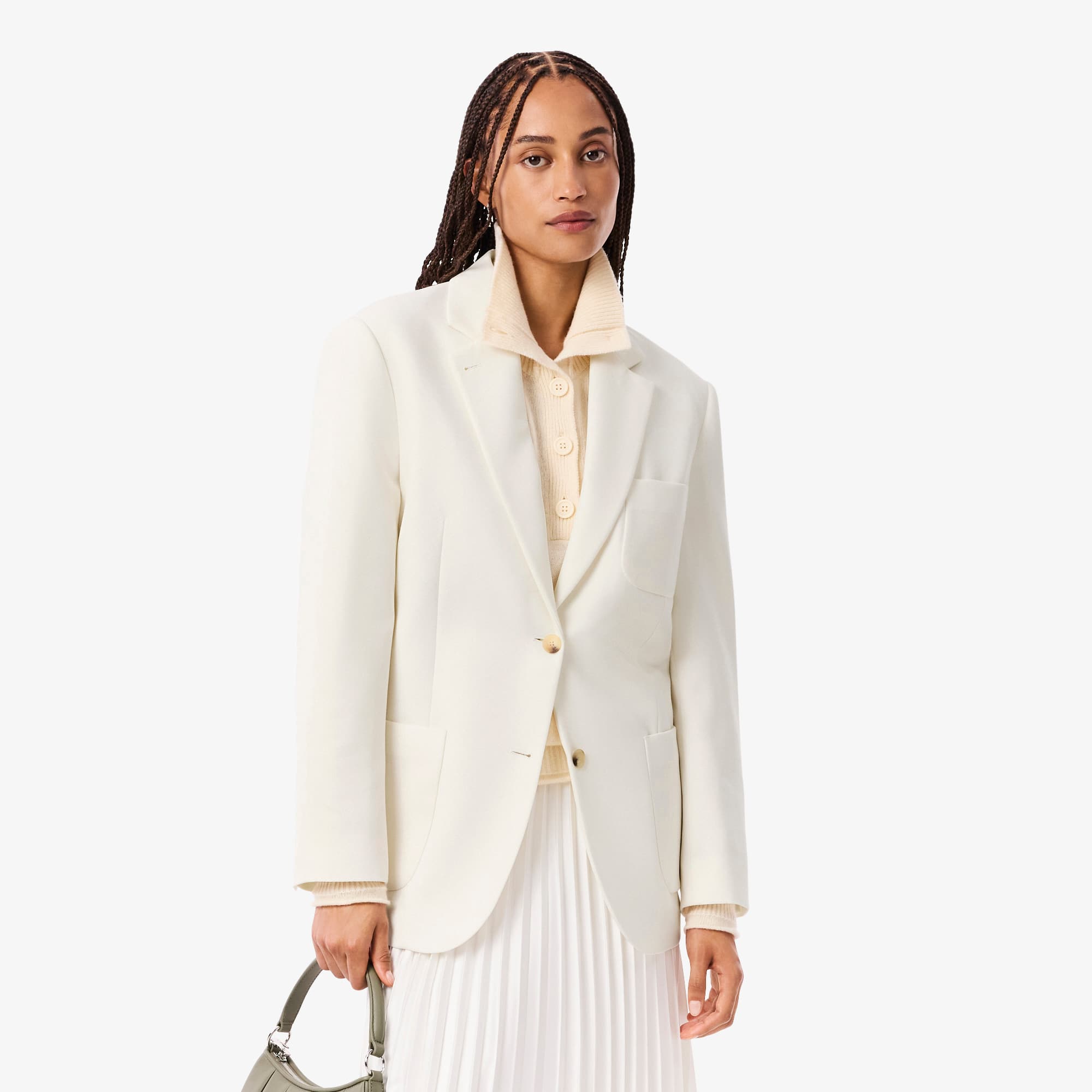 Women's Wool Twill Blazer - Cream