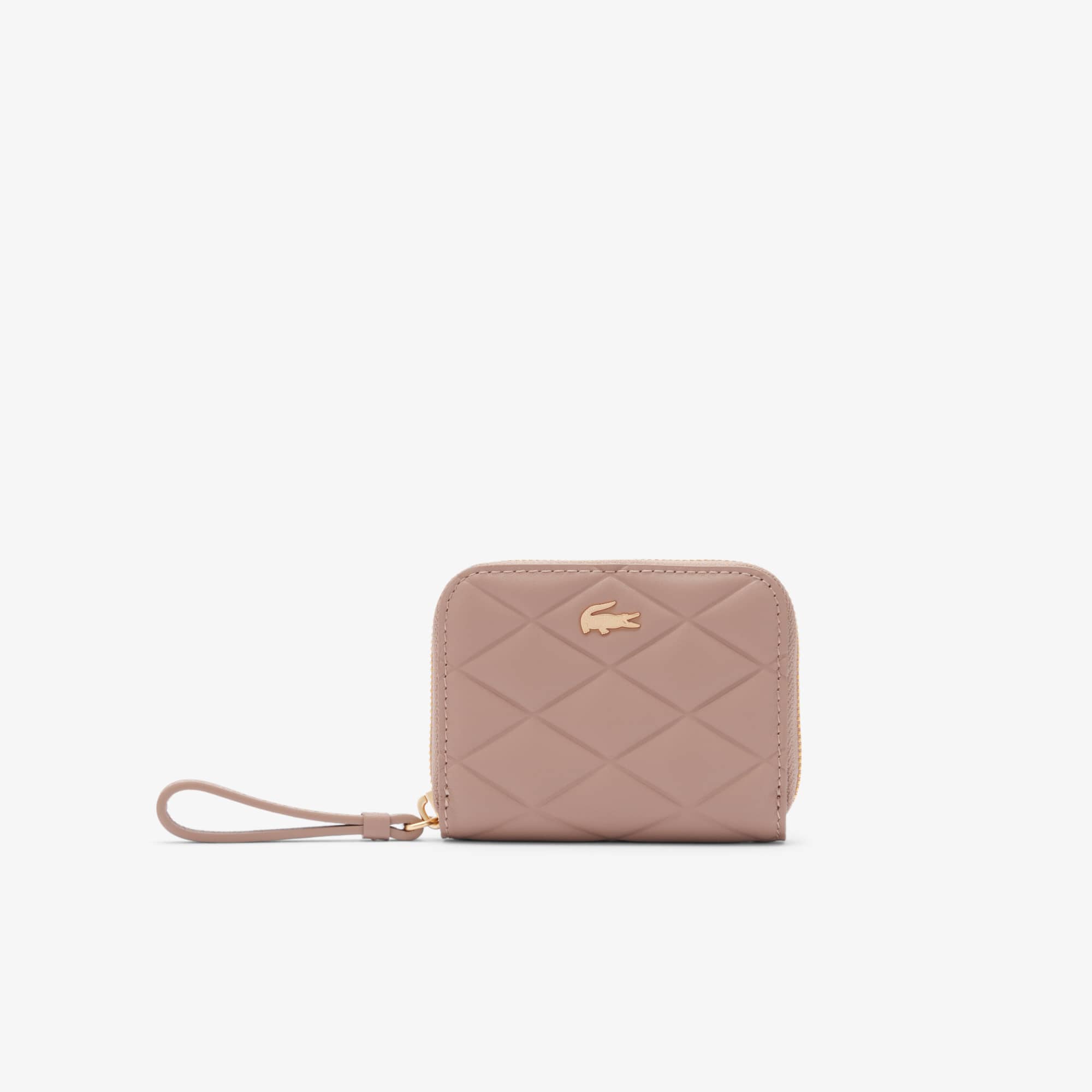 Small Crocodelle Leather Coin Purse - Taupe