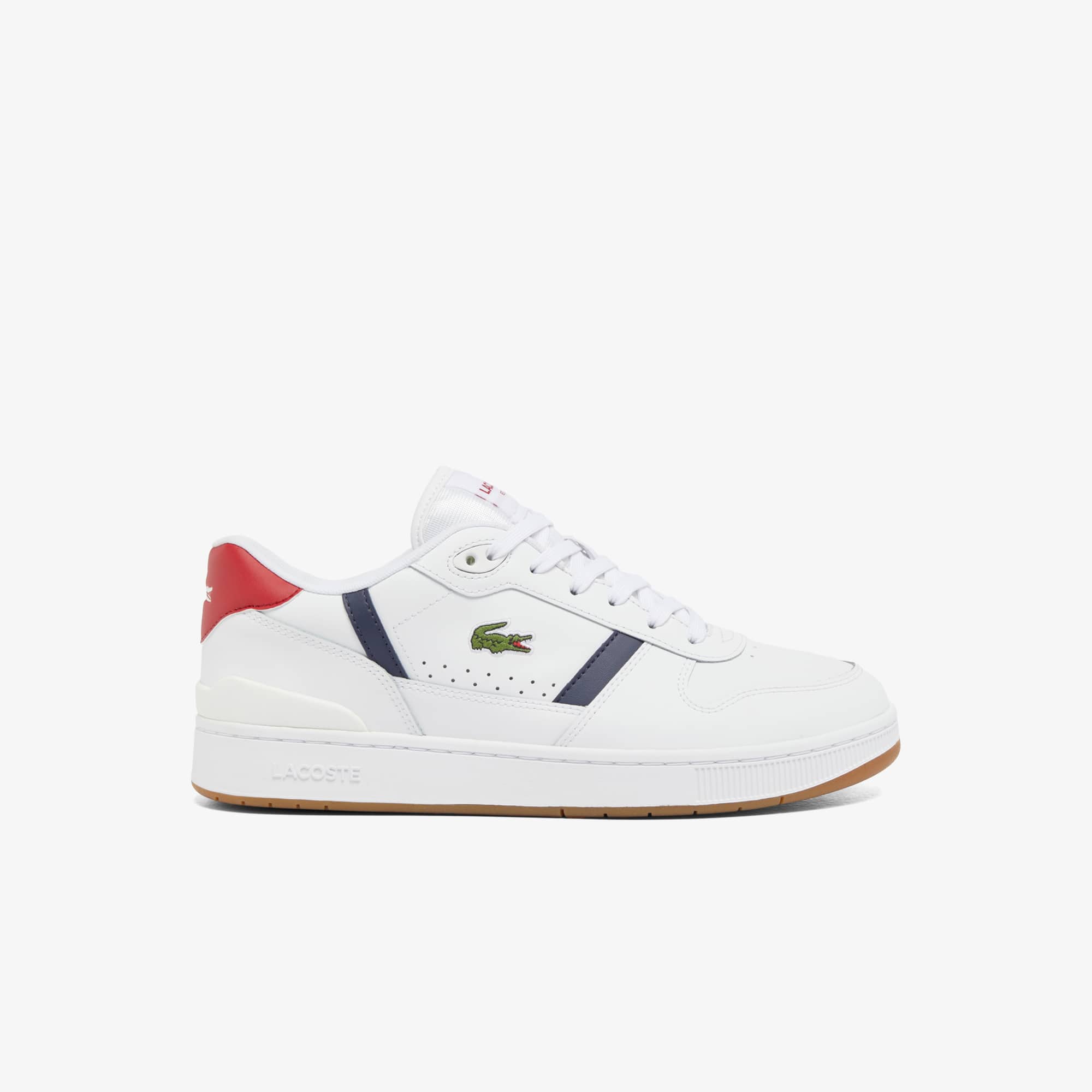 Men's T-Clip Set Leather Sneakers - WHT/NVY/RED