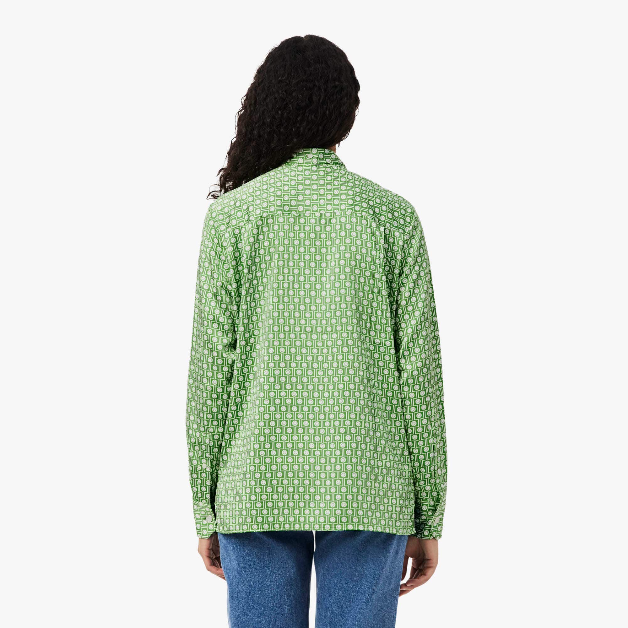 Regular Fit Removable Tie Collar Shirt - Vert / Blanc