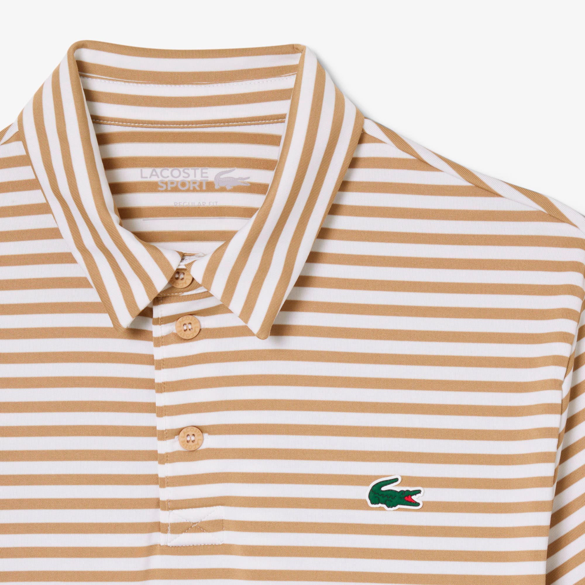 Regular Fit Ultra Dry Striped Golf Polo - Beige / White