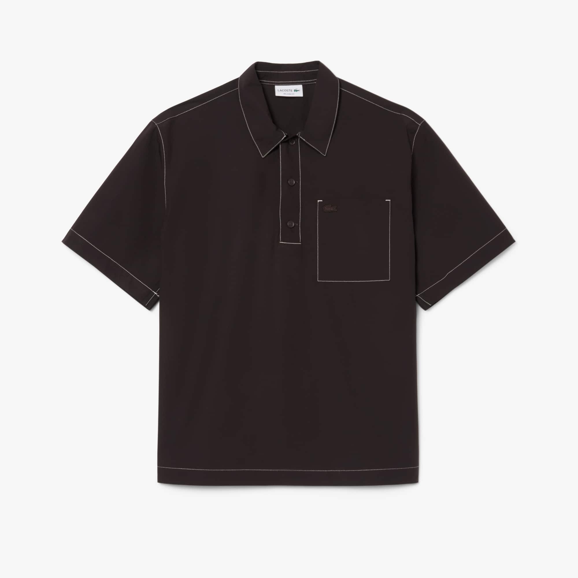 Relaxed Fit Short Sleeved Poplin Shirt - Brown