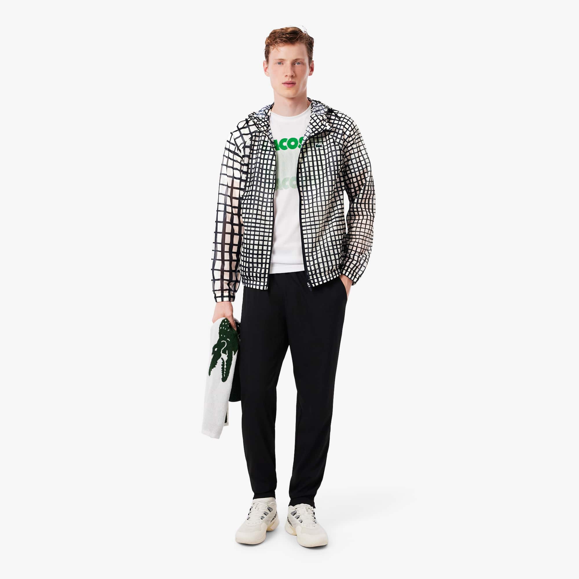 Men's Lightweight Print Sport Jacket - White / Black