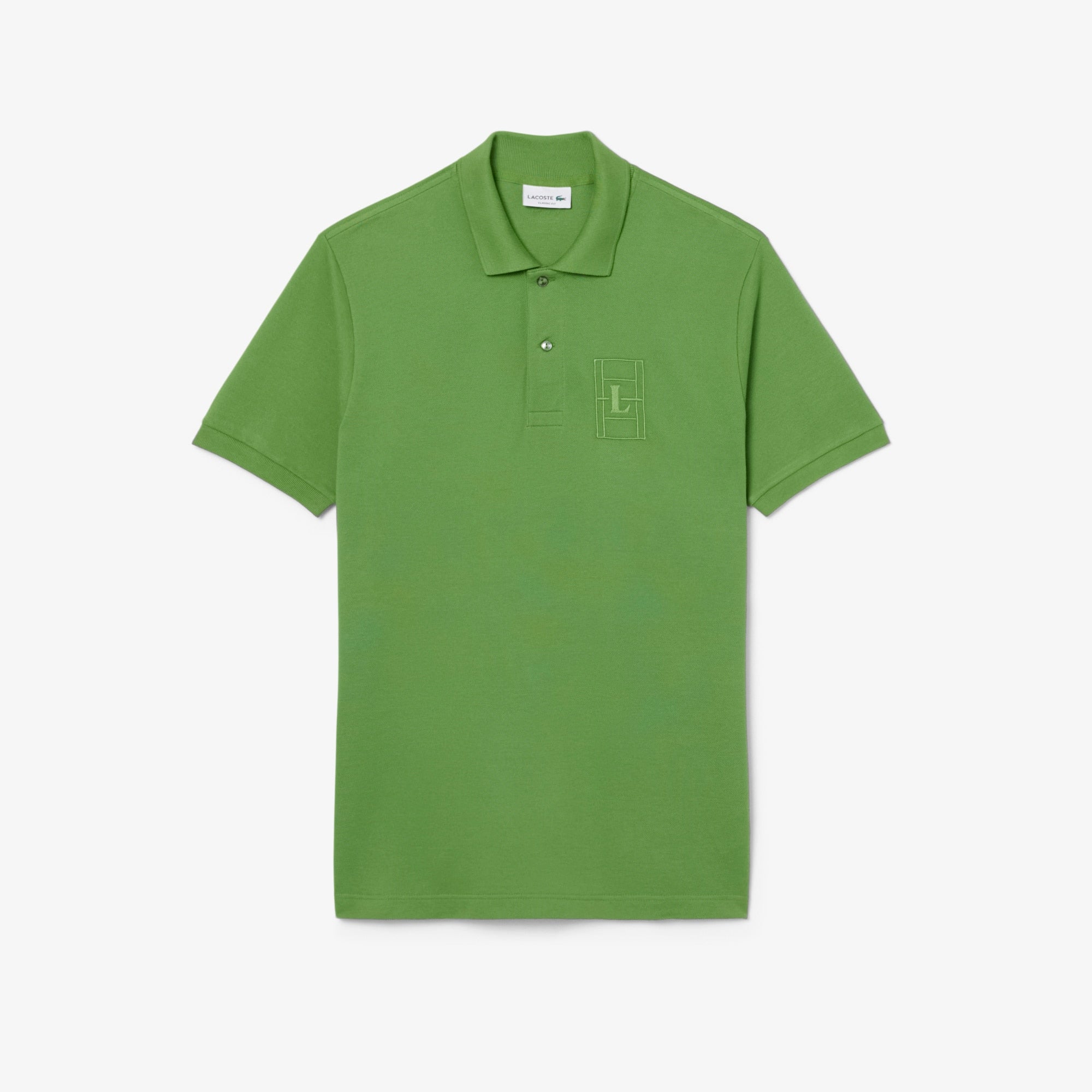 Classic Fit Embroidery Detail Petit Piqué Polo - Green