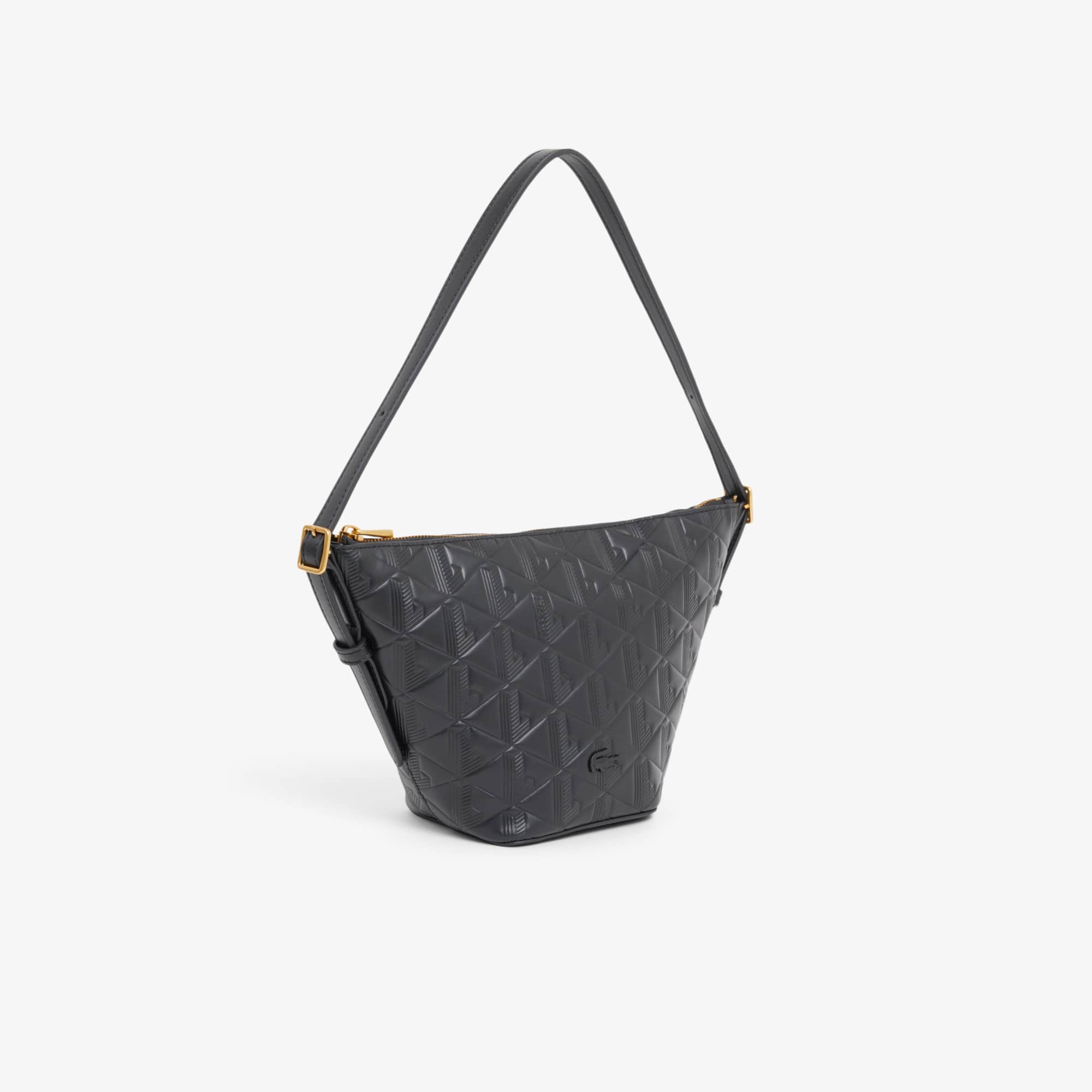 Small Maheki Embossed Leather Hobo Bag - Black