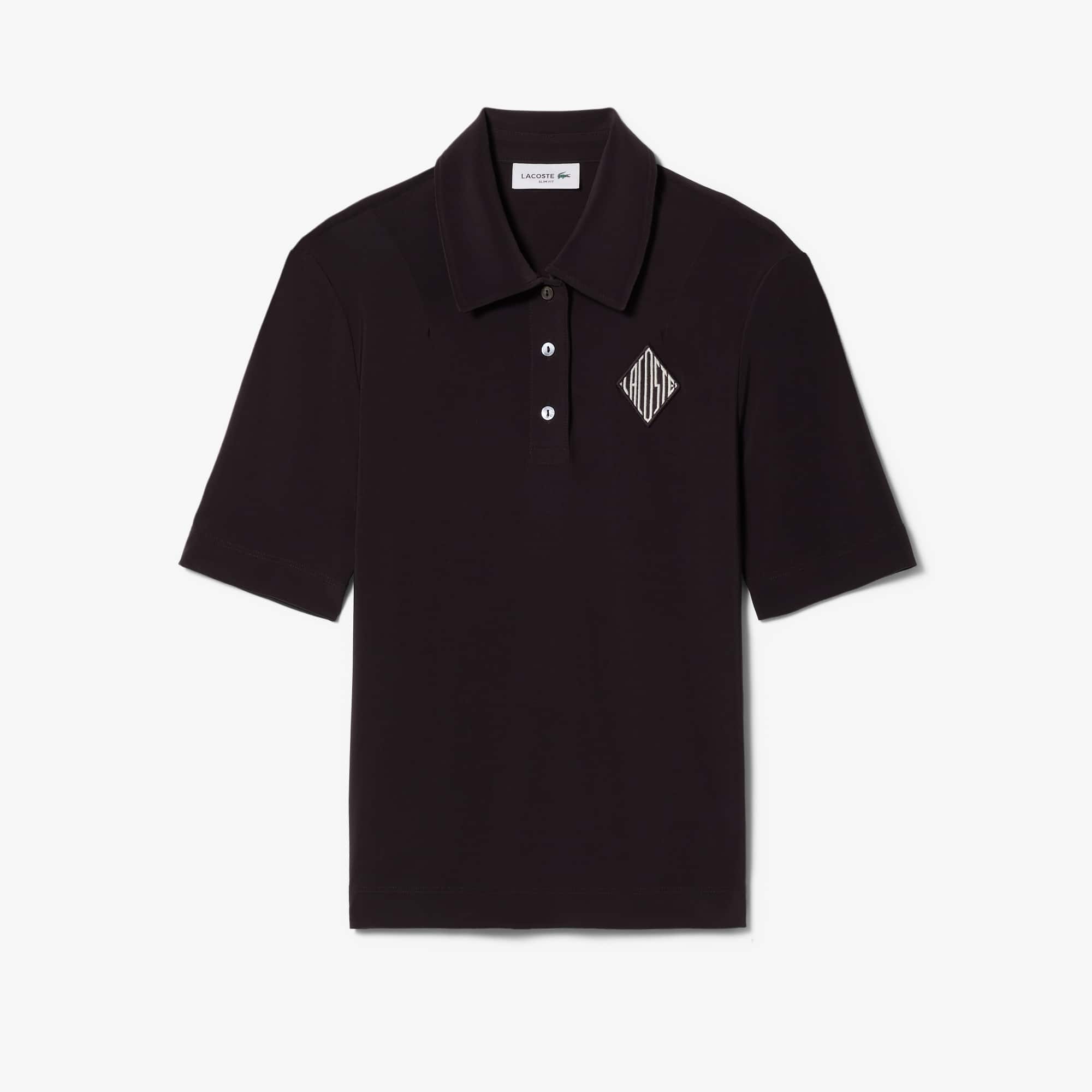 Slim Fit Embroidered Polo - Brown