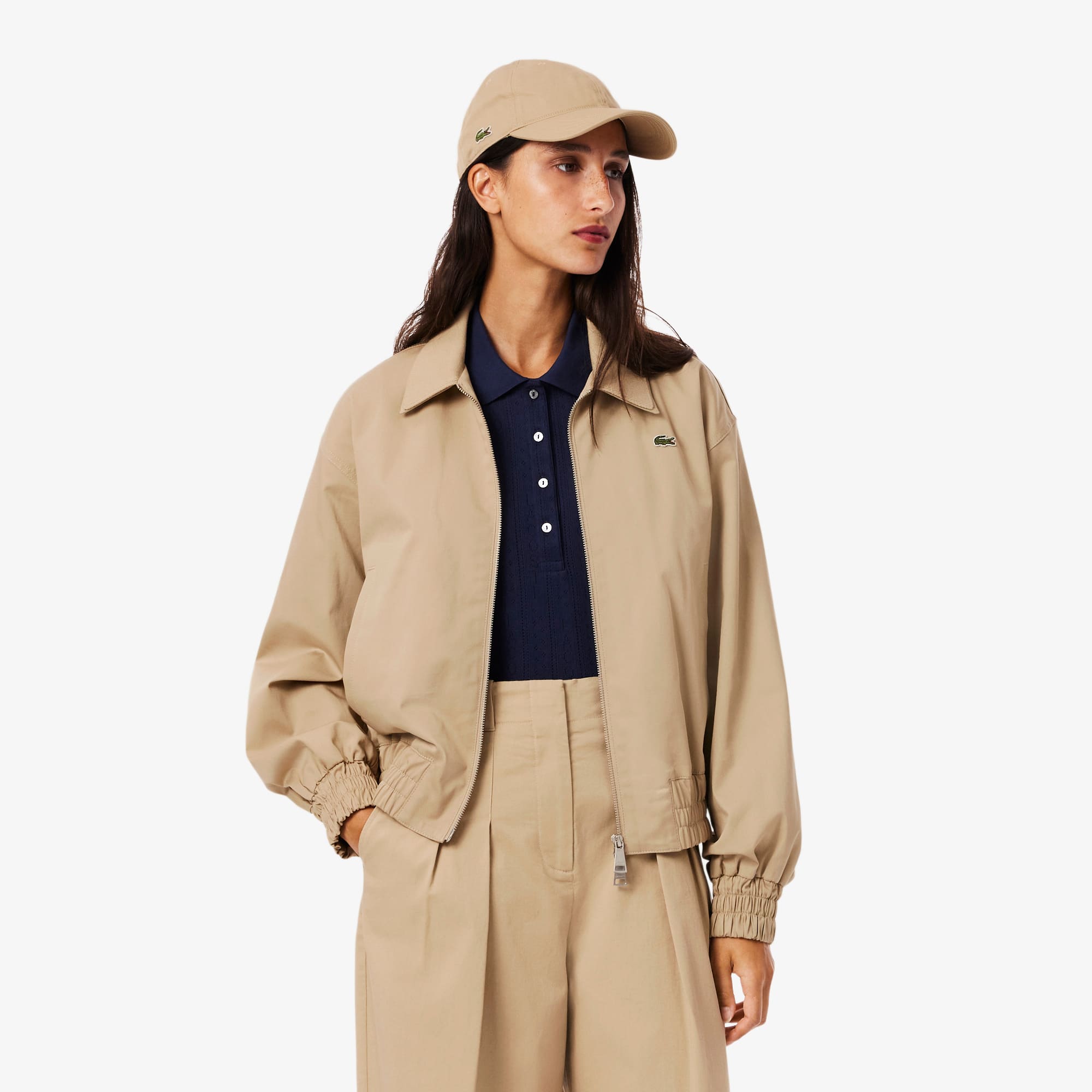 Women's Double Collar Stretch Jacket - Beige