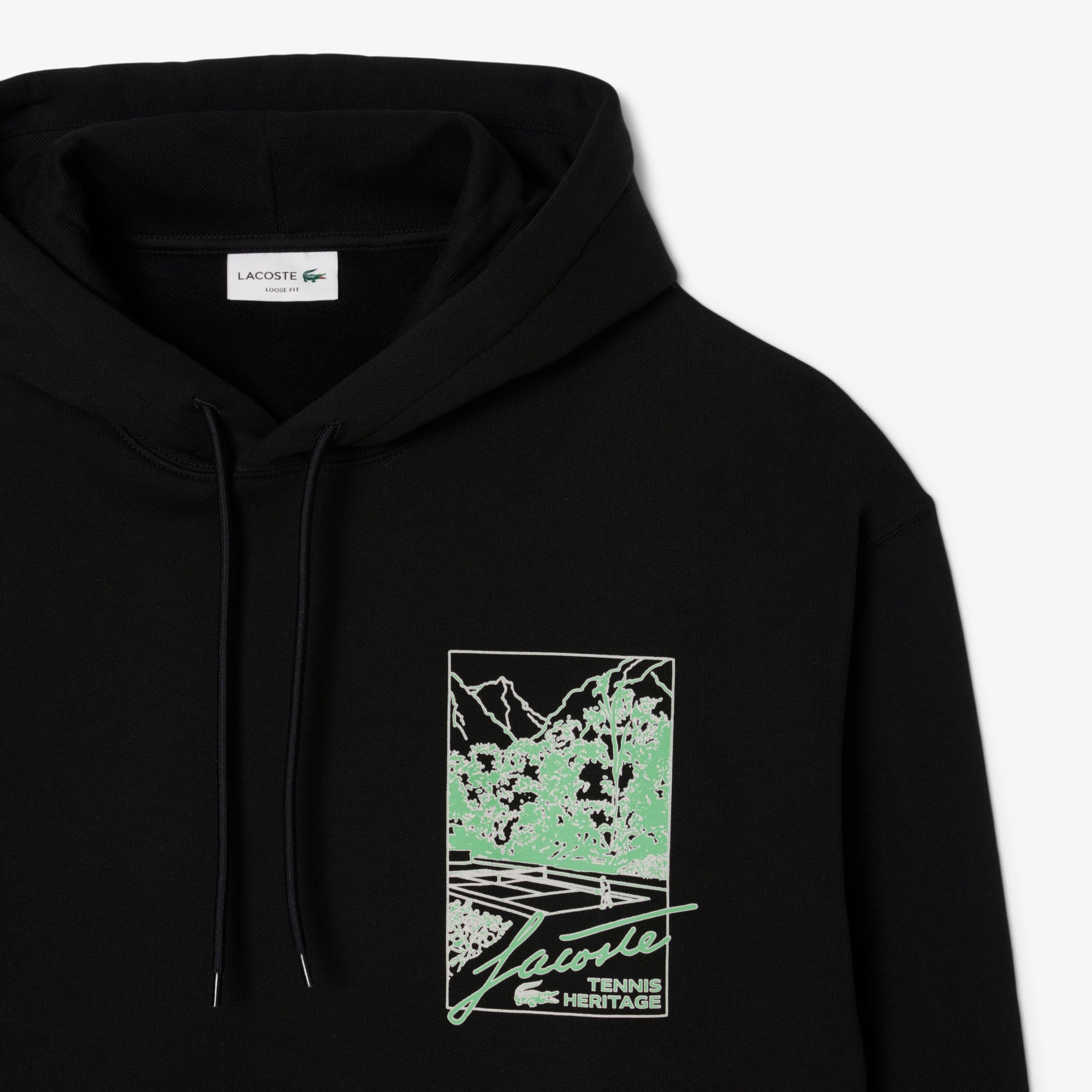 Men's Printed Fleece Hoodie - Black