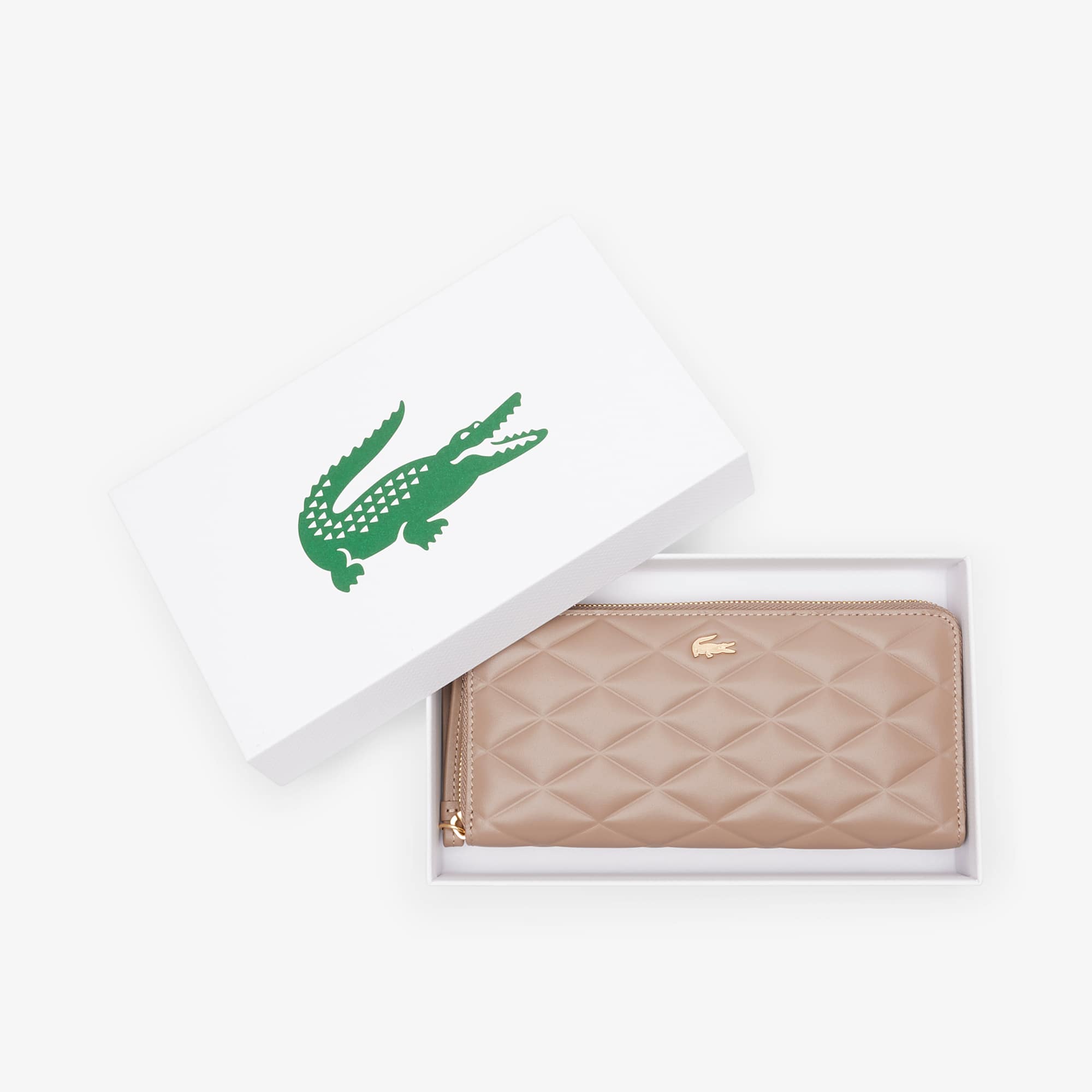 Large Crocodelle Leather Billfold - Taupe