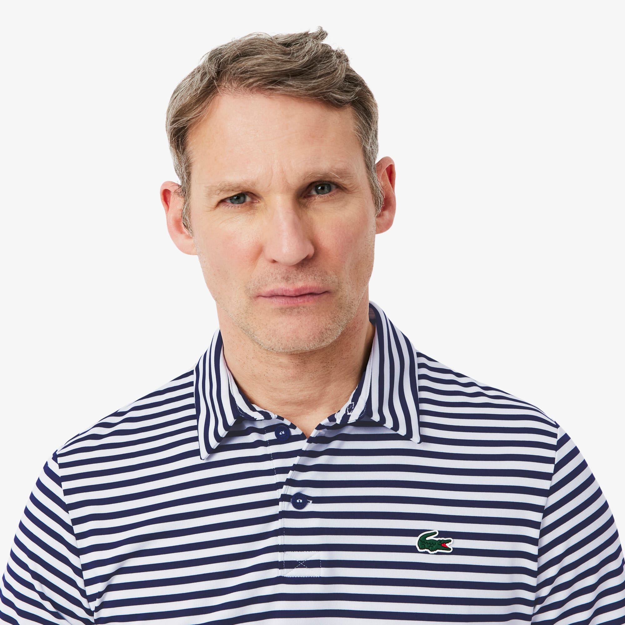 Regular Fit Ultra Dry Striped Golf Polo - Navy Blue / White