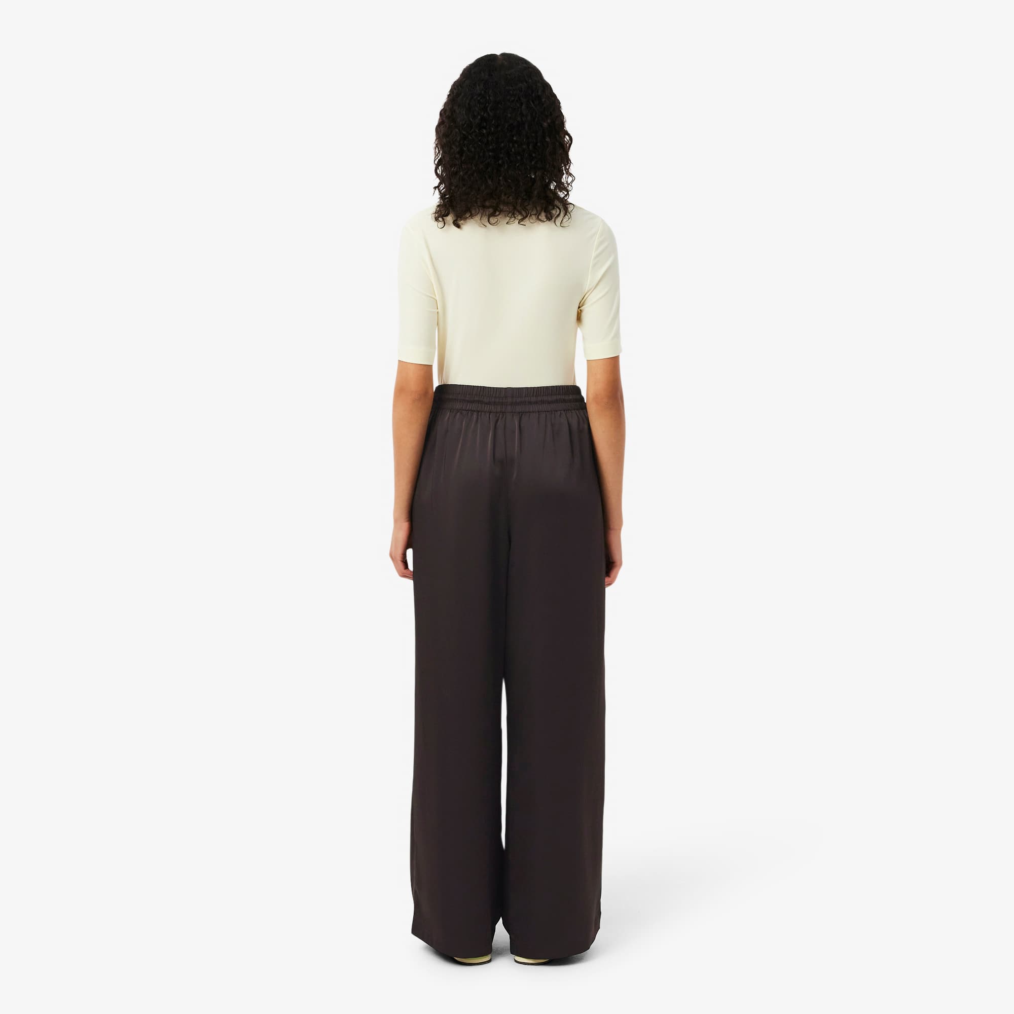 Oversized Elasticated Satin Pants - Brown