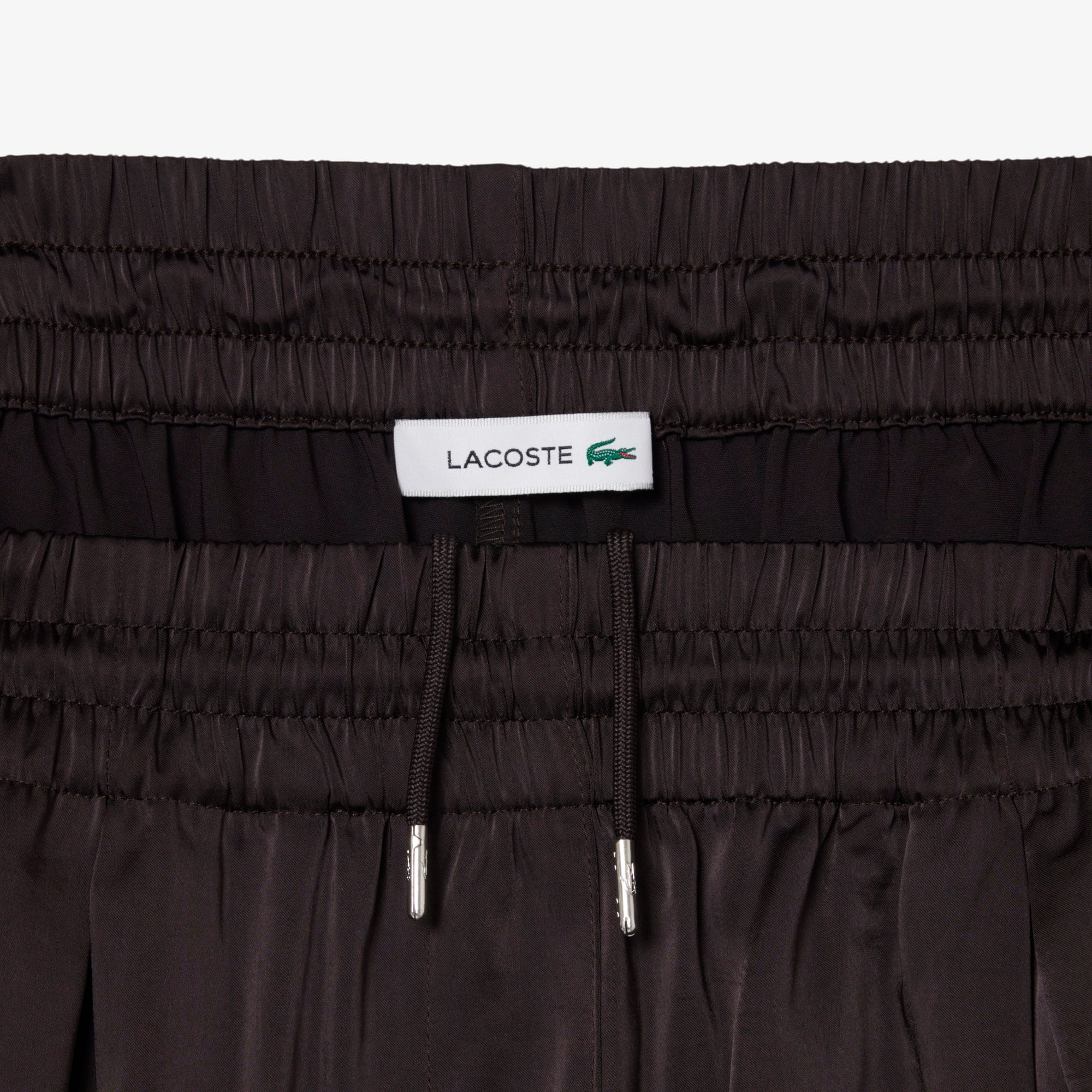 Oversized Elasticated Satin Pants - Brown