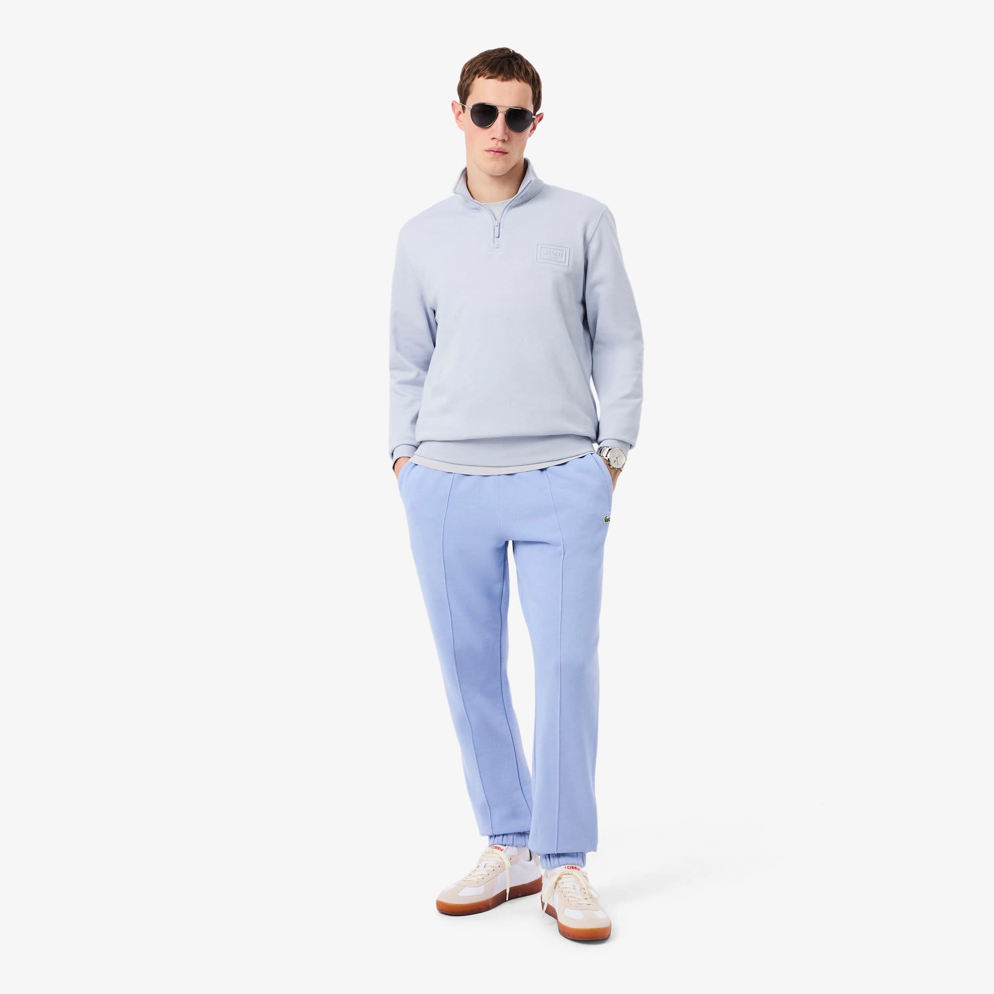 High Neck Embossed Zipped Sweatshirt - Phoenix blue