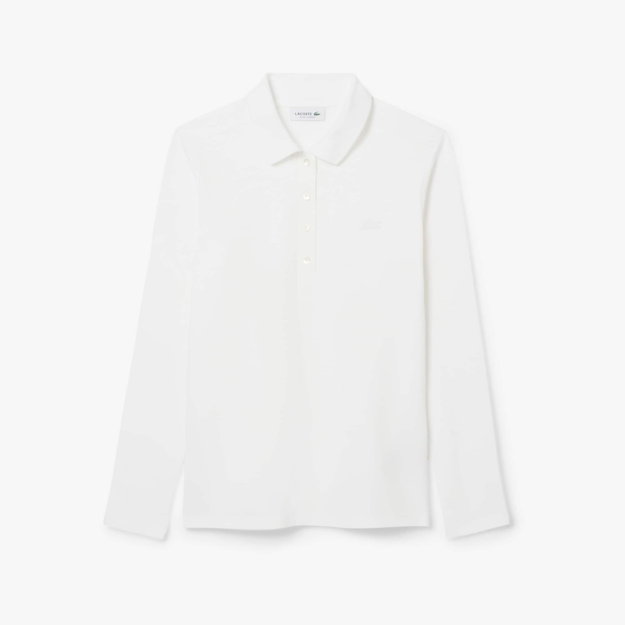 Women's Slim Fit L.12.D Stretch Mini Piqué Polo - White