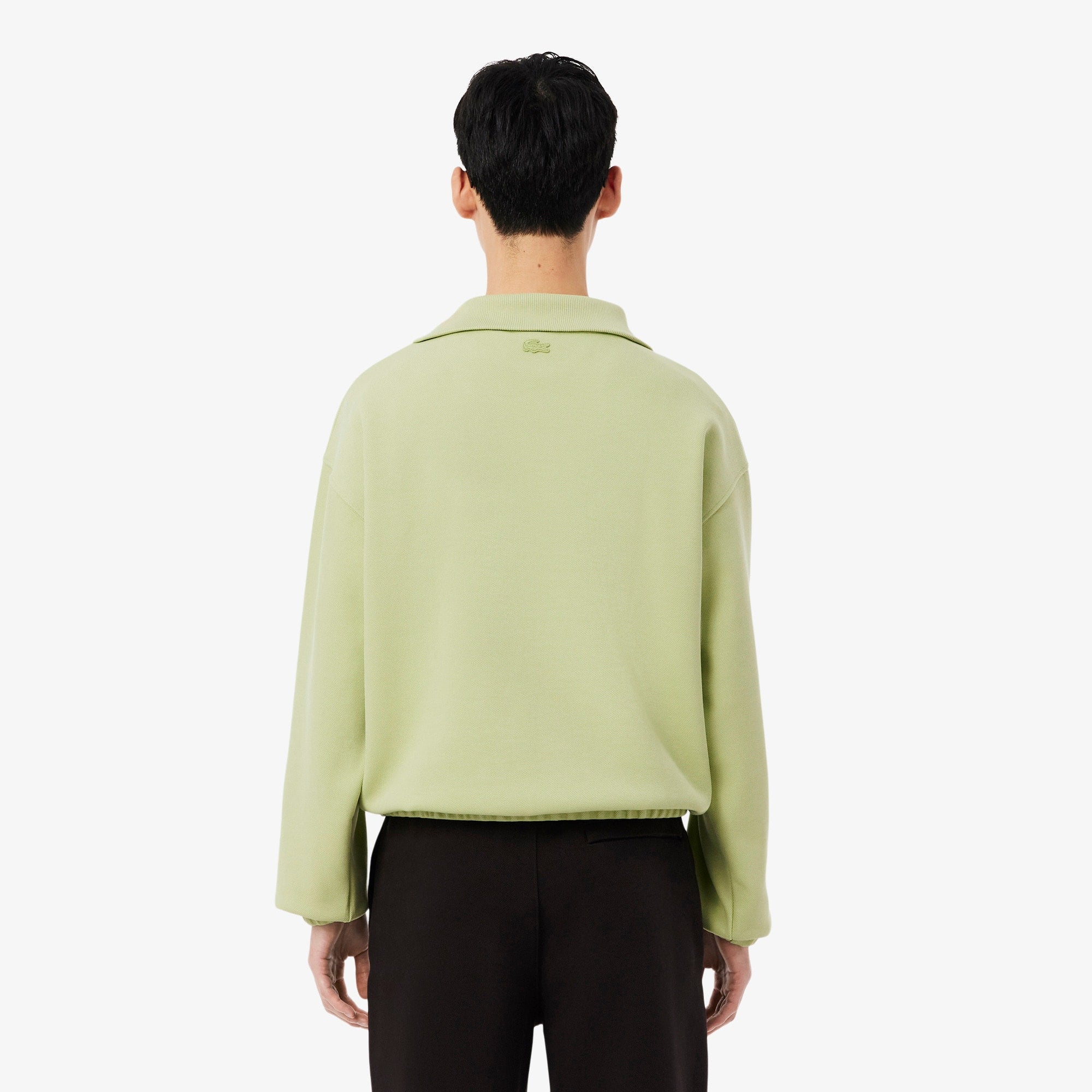 Loose Fit Zipped Neck Piqué Sweatshirt - Green