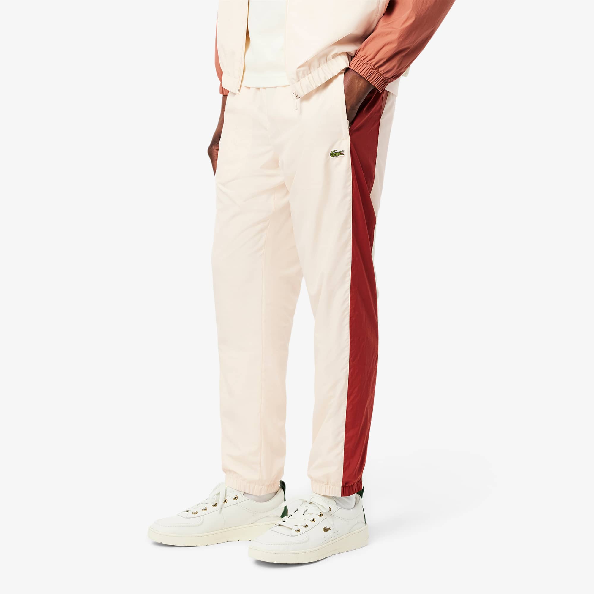 Men's Lightweight Water-Repellent Sweatpants - White / Brown / Light Brown