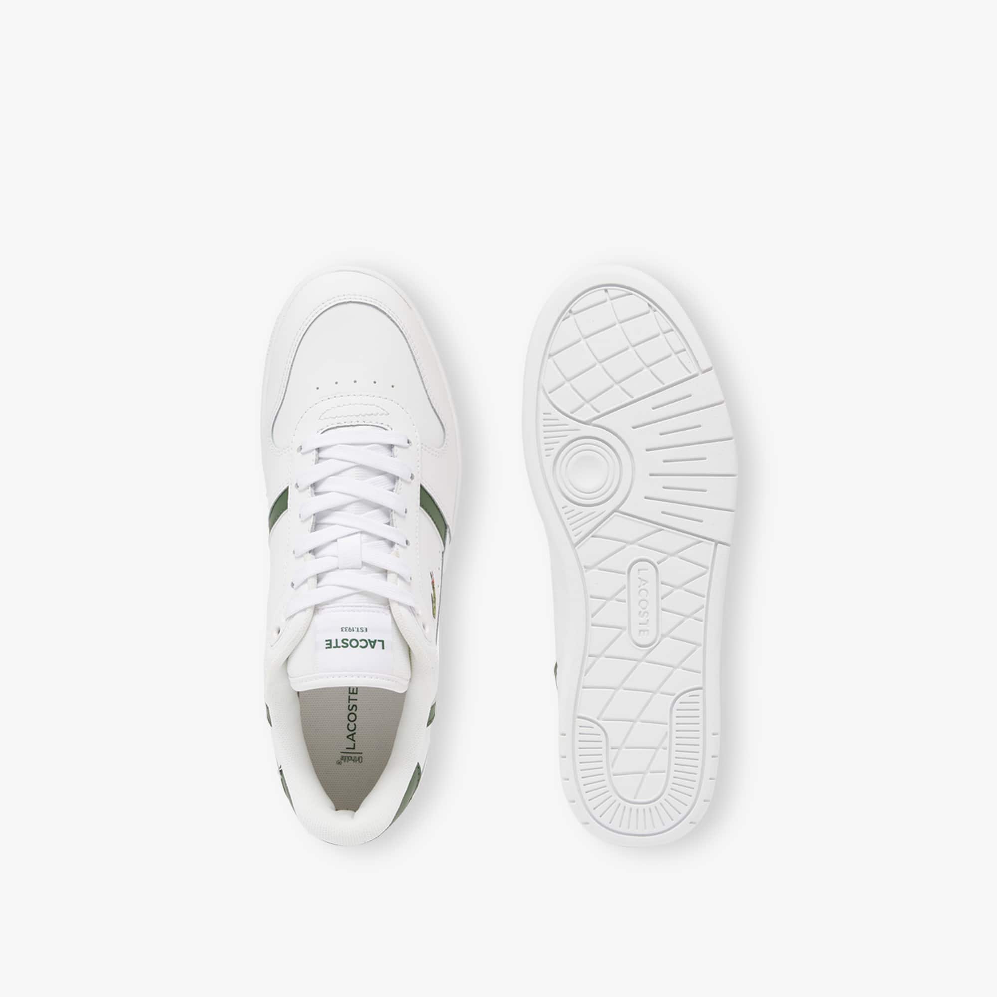 Men's T-Clip Set Leather Sneakers - WHITE/DARK GREEN