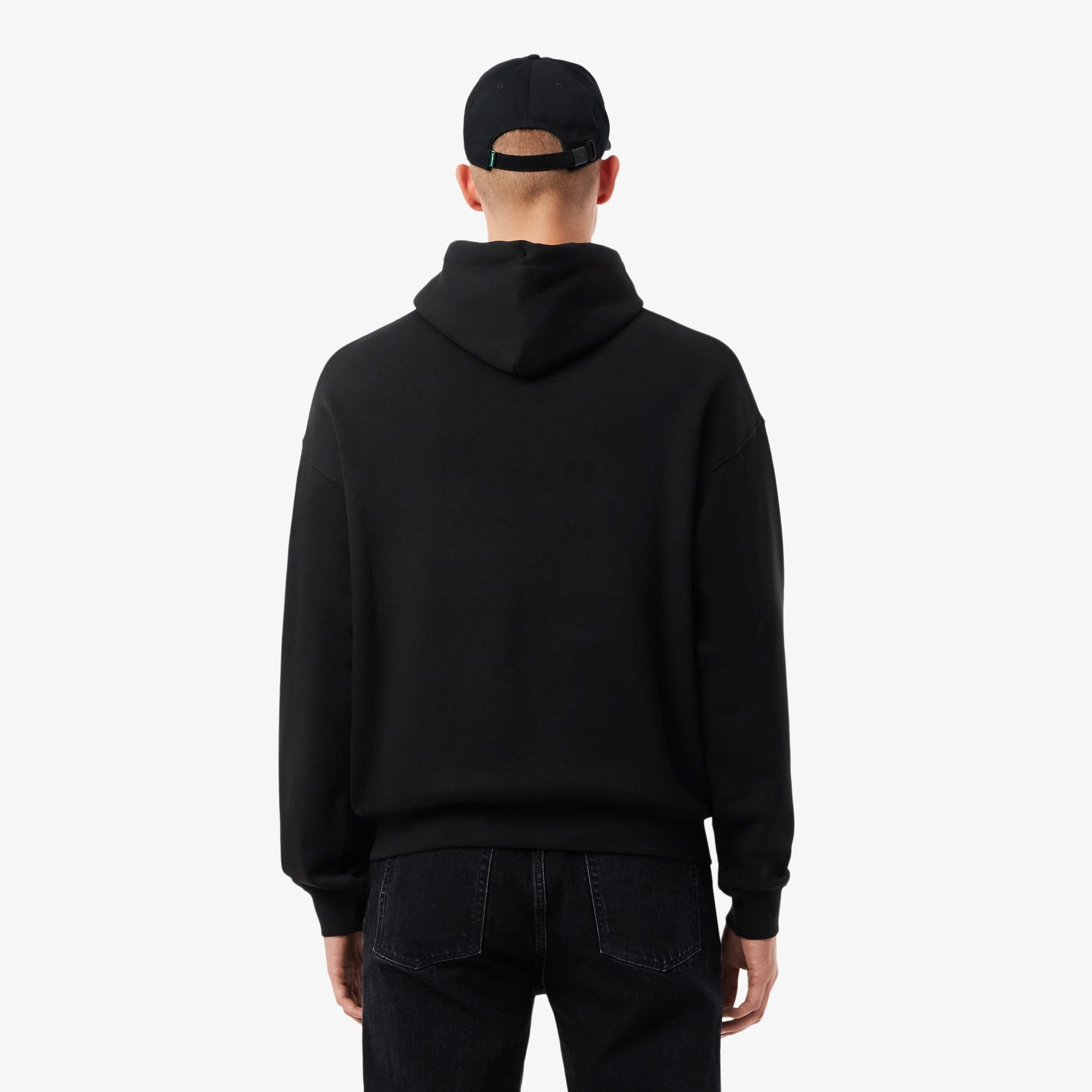 Men's Loose Fit Embroidered Hoodie - Black