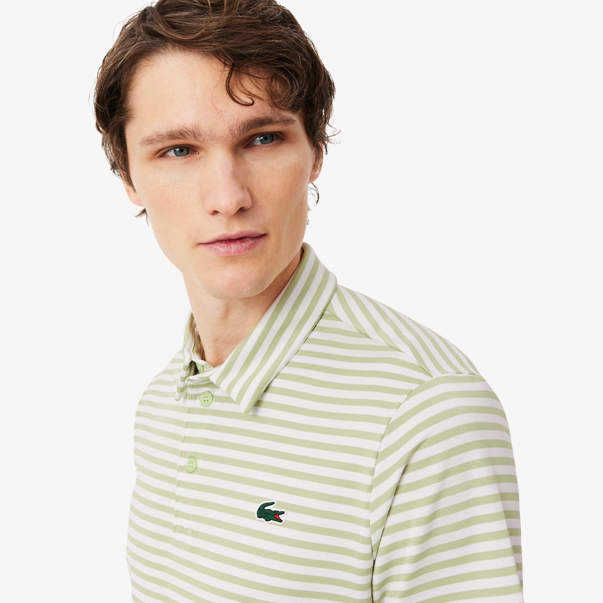 Regular Fit Ultra Dry Striped Golf Polo - Vert / Blanc