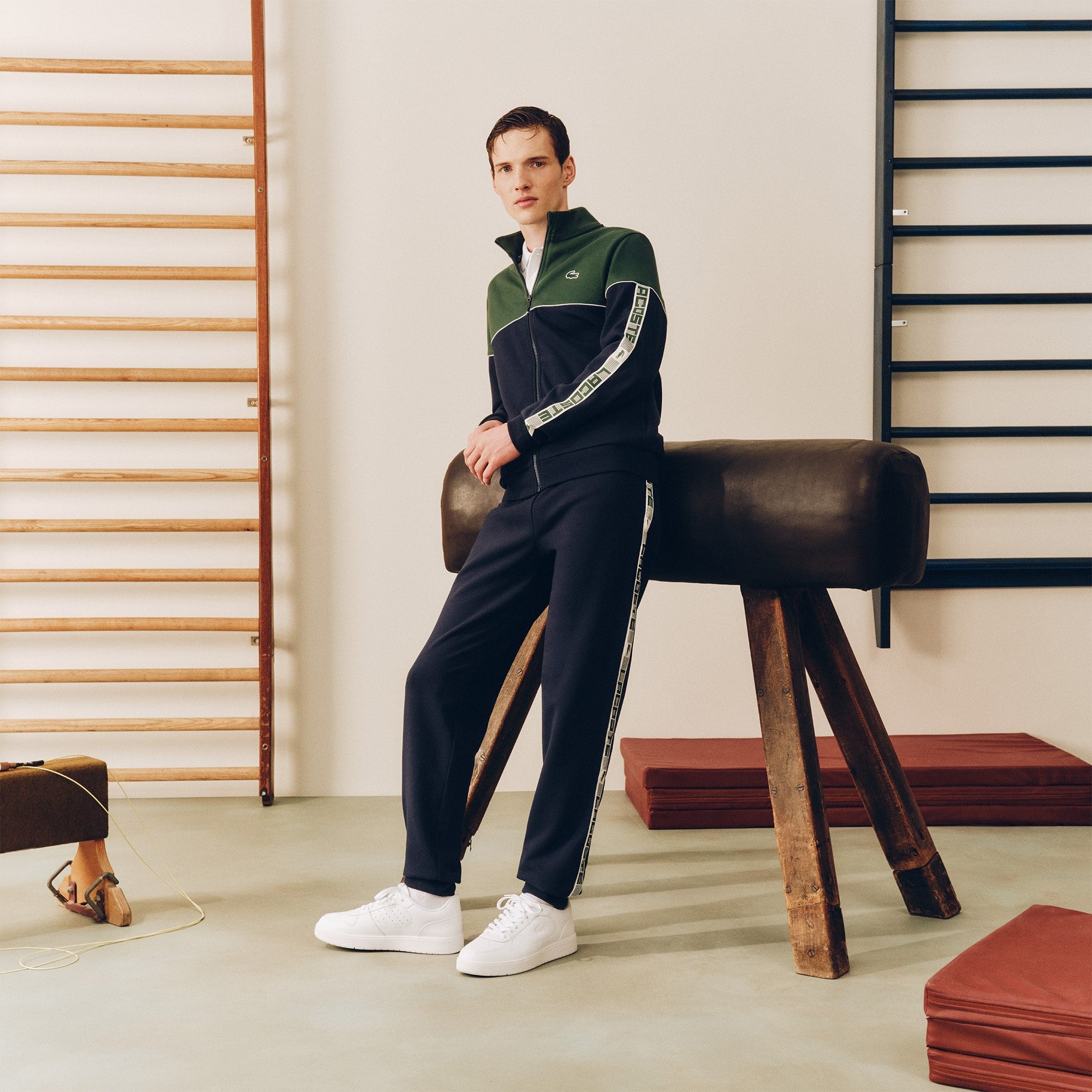 Men's Tennis Zip-Up Colorblock Sweatshirt - Navy Blue / Green