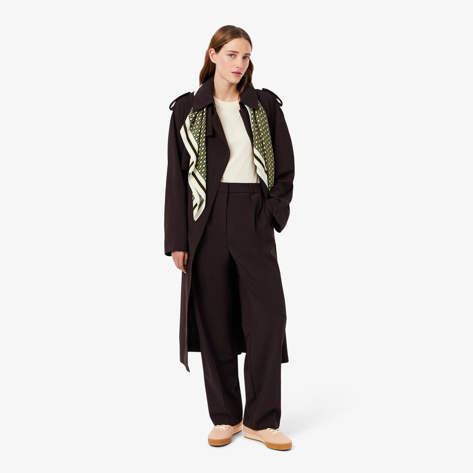 Oversized Wool Blend Pants - Brown