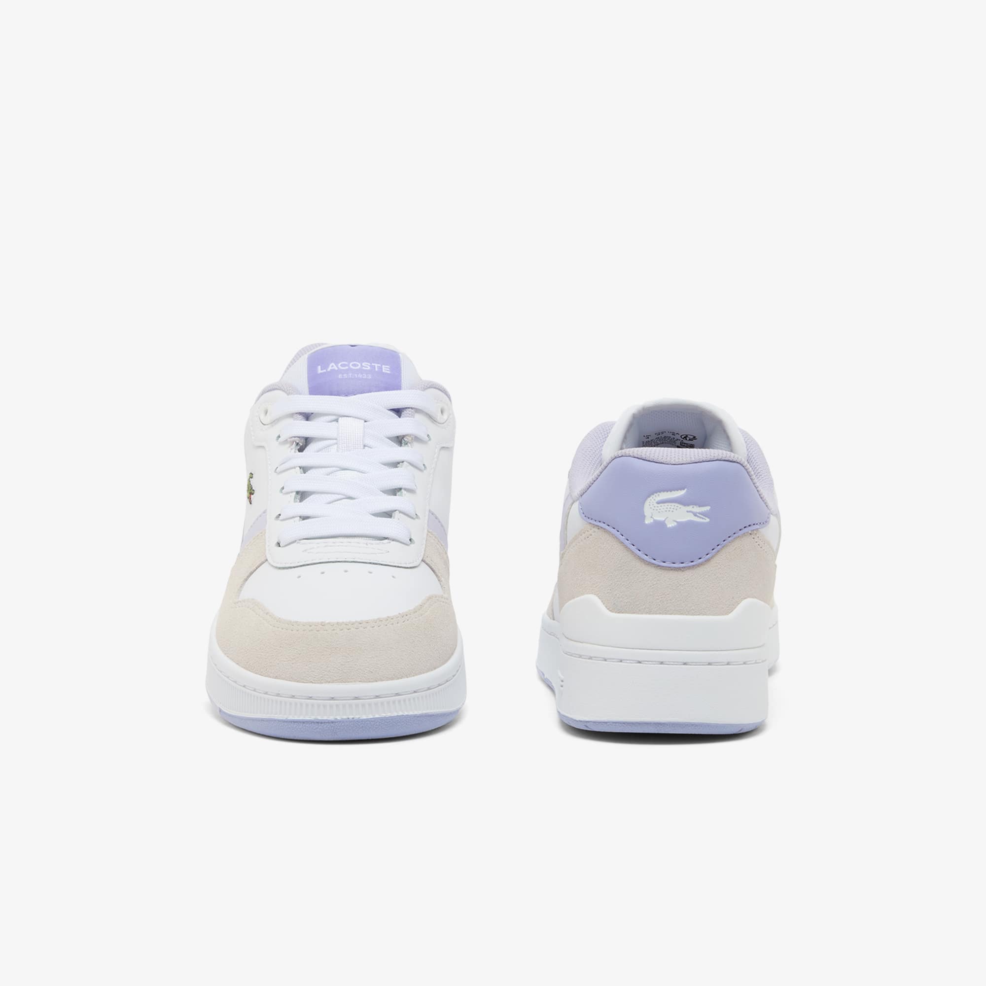 Women's T-Clip Set Leather Sneakers - WHT/LT PURP